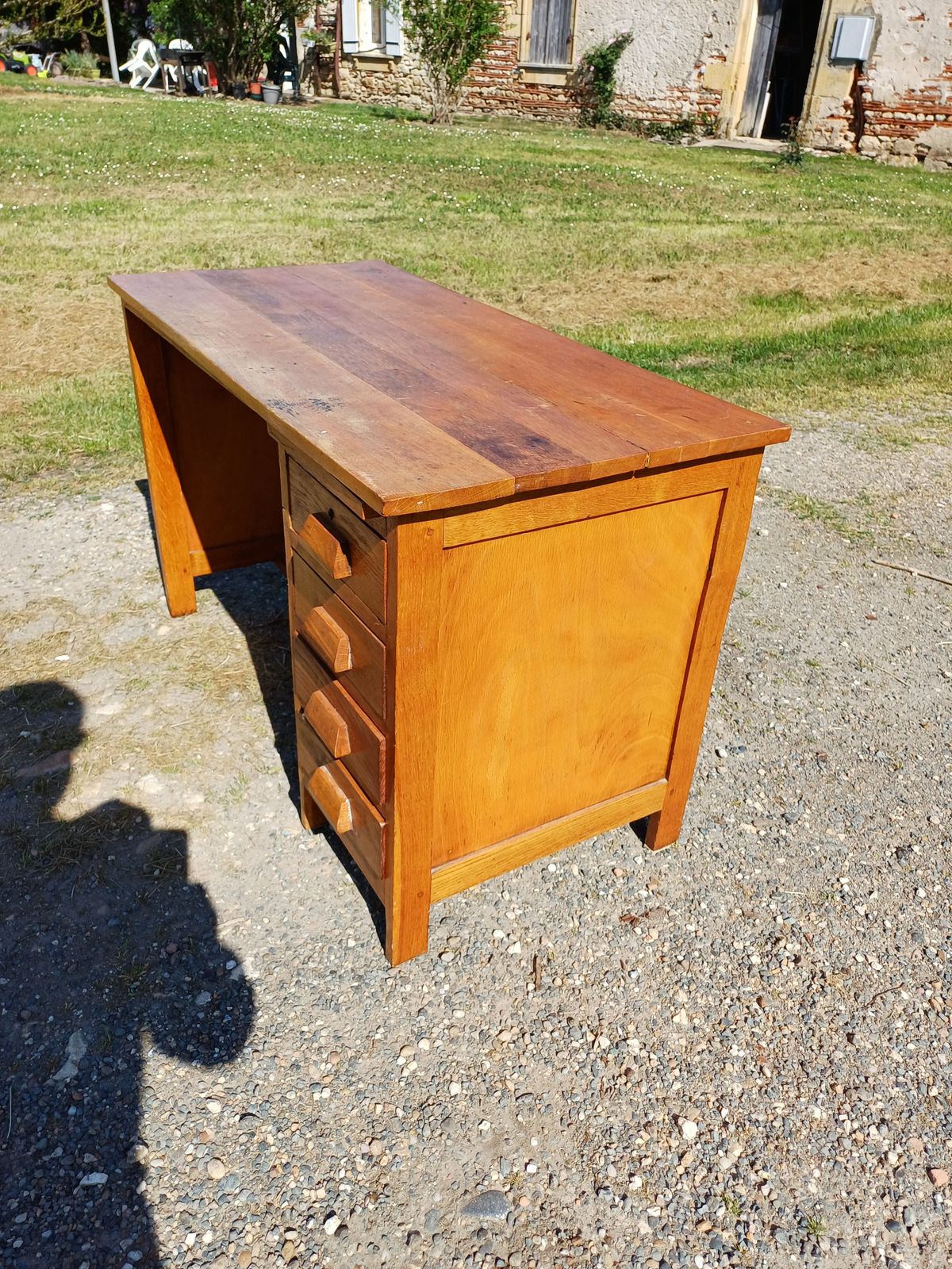 Oak Wood Desk From The 1930s, Vintage photo vintage