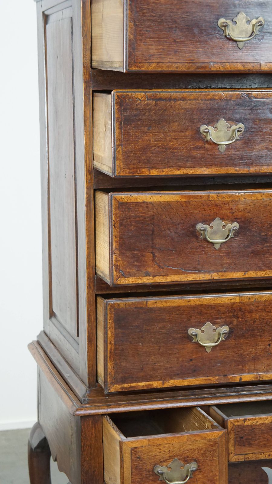 Beautiful, Charming Early 18th Century English Oak Cabinet/ Chest On Stand/ Highboy photo vinterior