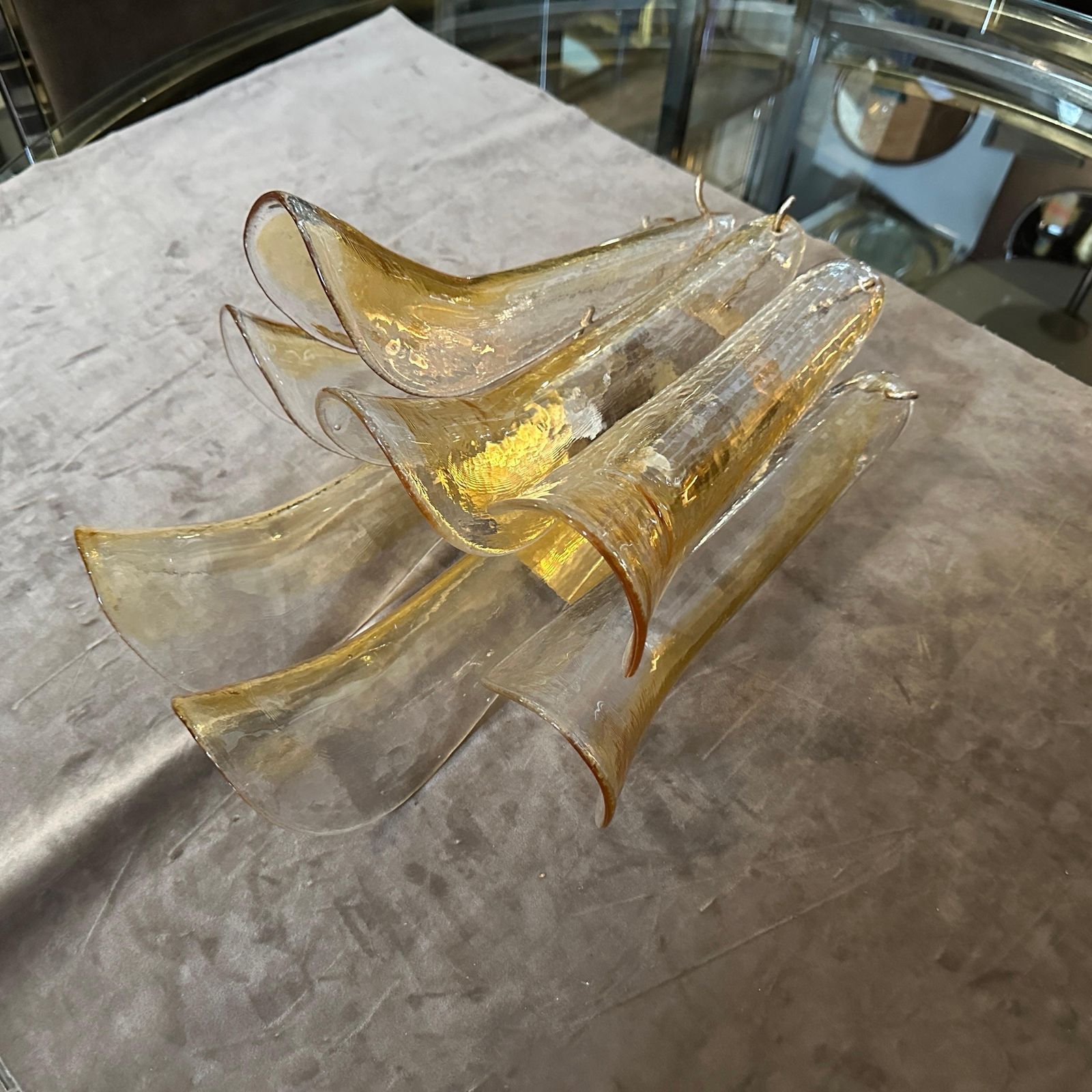 3944.0 Four 1970s Mid Century Modern Murano Glass Petal Wall Sconces By La Murrina photo
