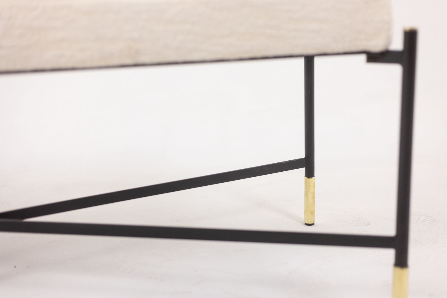 photo furniture Pair Of White Benches, In Lacquered And Gold Metal. 2000s.