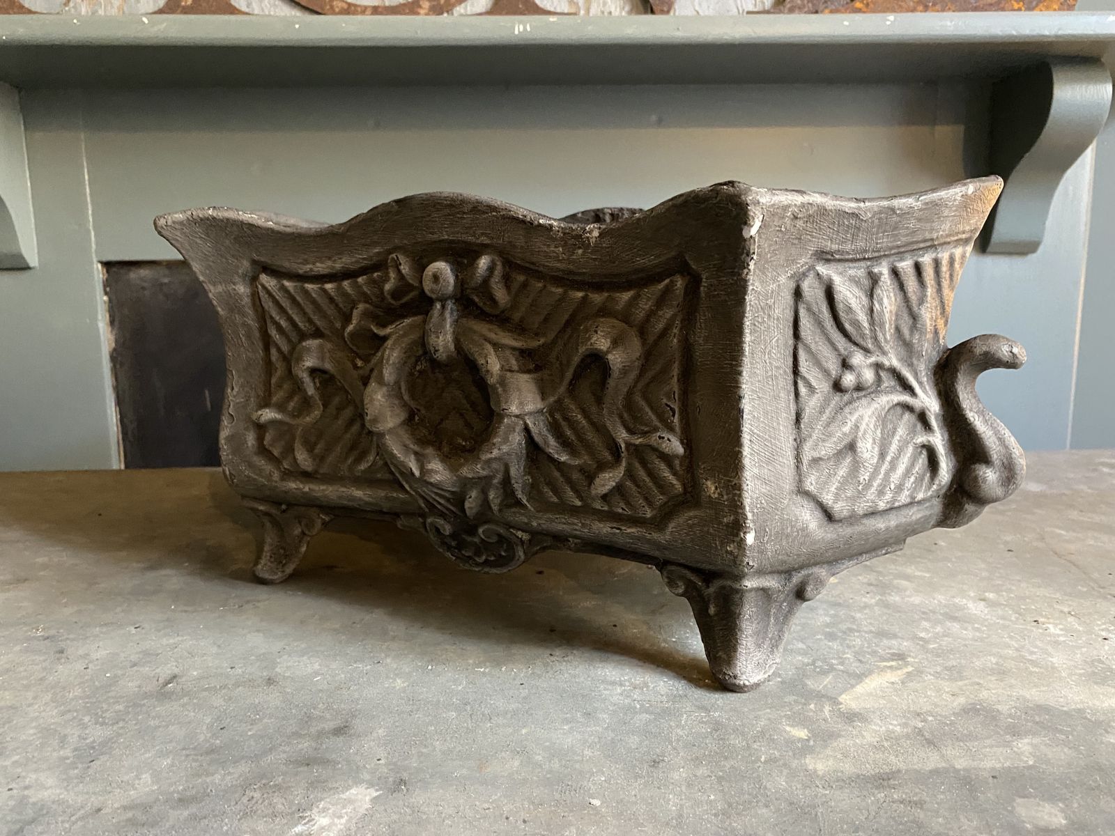 Pair Of French Deco Cast Iron Planters photo Garden Decor