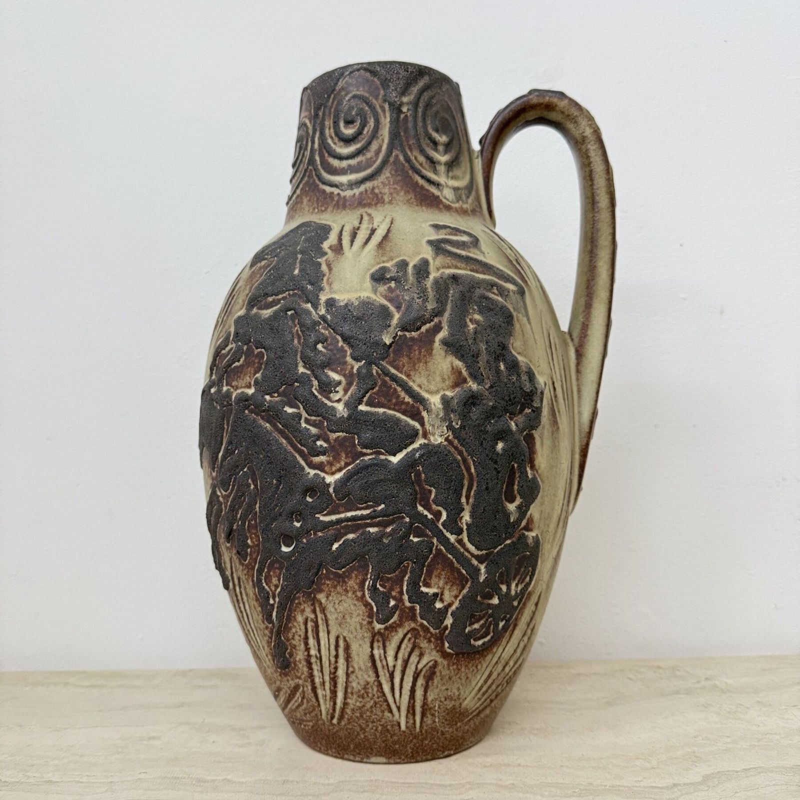 Vintage Scheurich West Germany Vaas Met Paardendecor, Jaren 1970 photo for sale