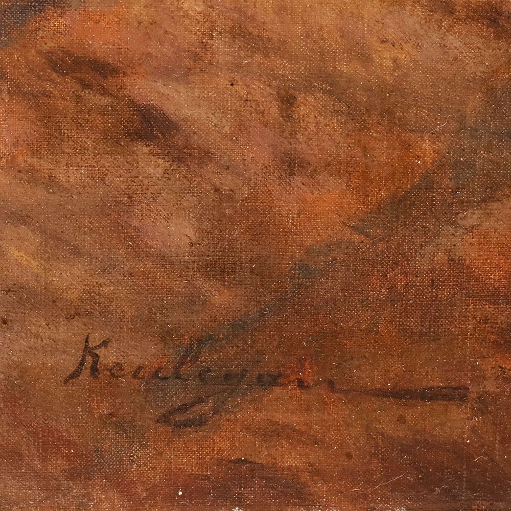 Antique Landscape Painting, Seascape Painting, Harbour With Sunset, Oil On Canvas, 20th Century. (Qm650) photo buy