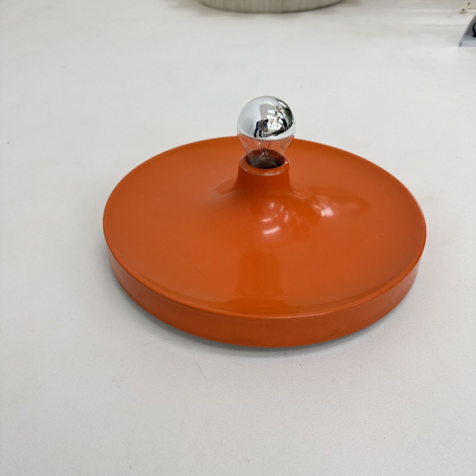 Lighting Mid Century Design Honsel Orange Space Age Disc Lamp , 1970s Attributed To Charlotte Perriand For Les Arcs photo