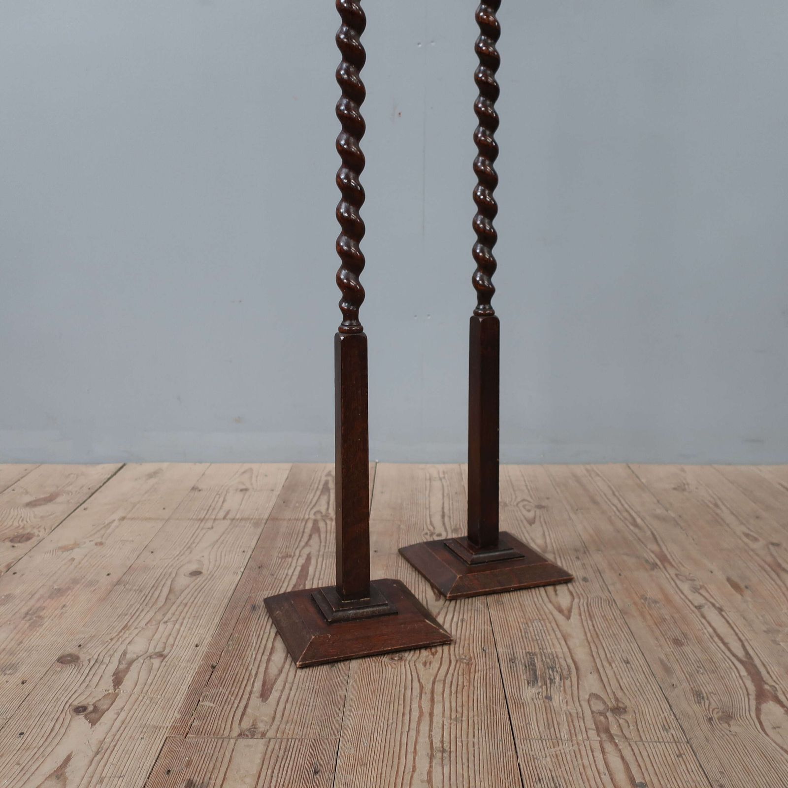 photo furniture Pair Of Tall Barley Twist Oak Shops Hat Stands