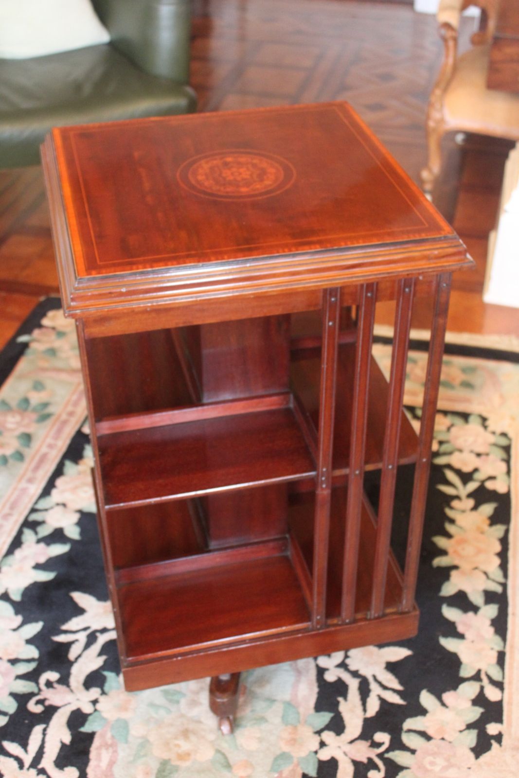 An Edwardian Mahogany And Inlaid Revolving Bookcase