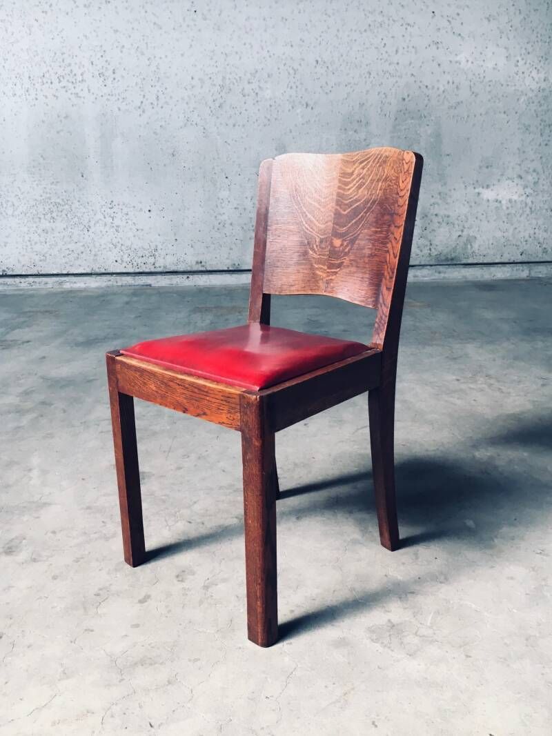 Art Deco Design Eetkamerstoelen, België Jaren 1920 photo vintage