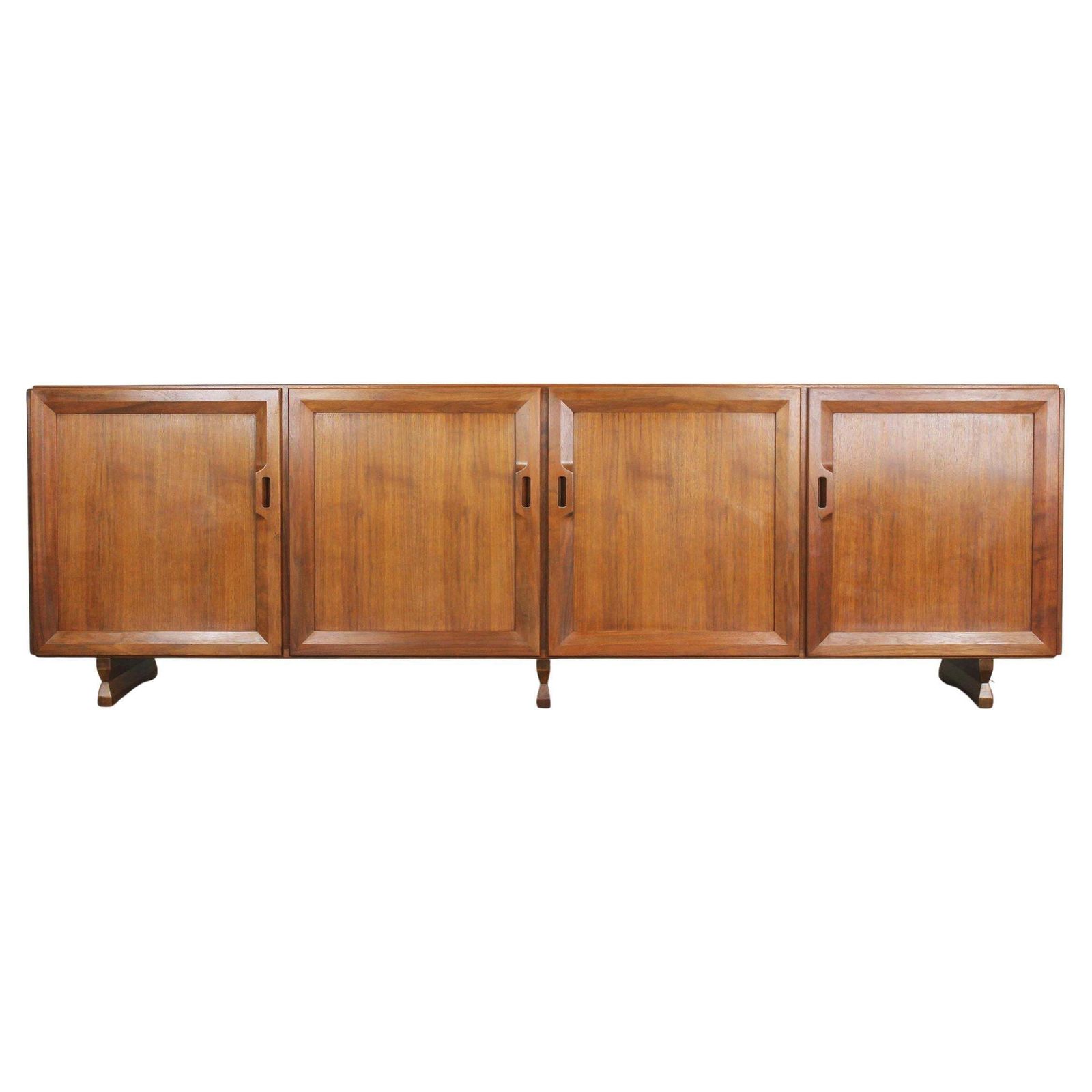 Franco Albini Mb15 Large Sideboard With Four Doors Panels In Wood By Poggi 1950s