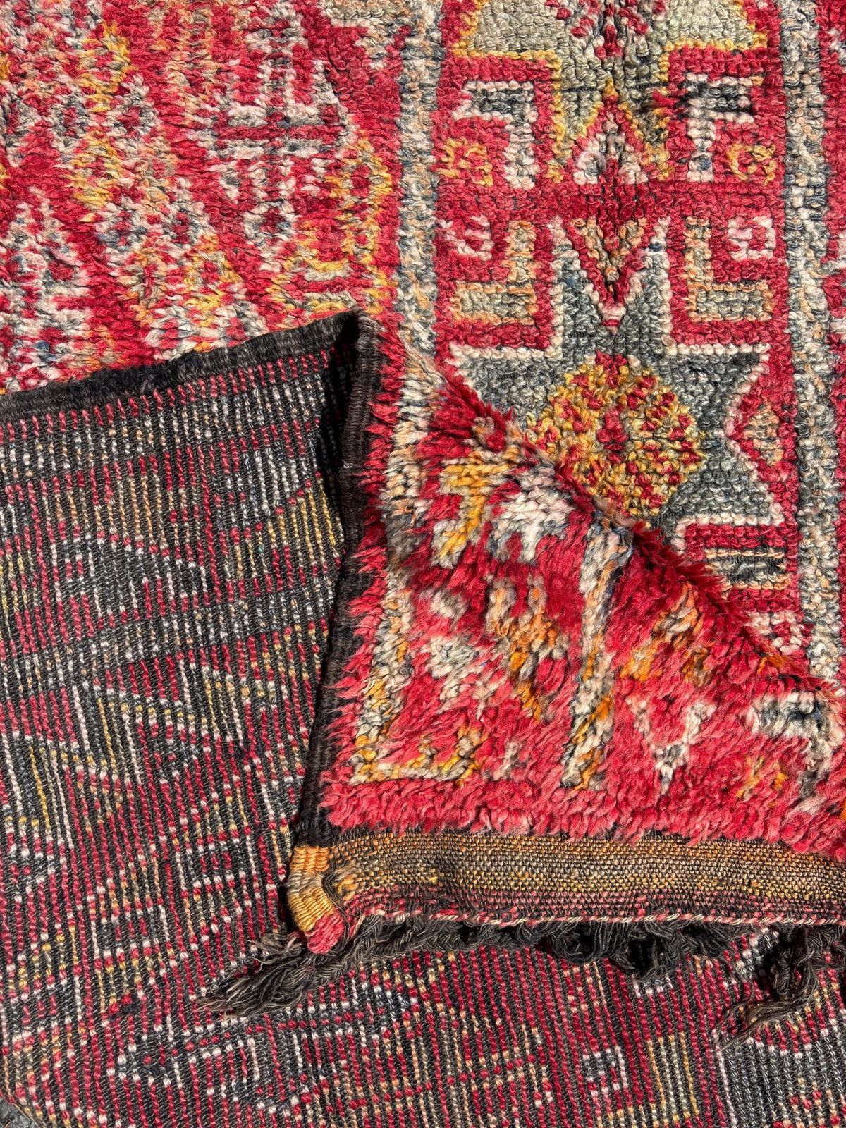 Red Vintage Moroccan Boujad Wool Rug 190x290 Cm  Handwoven Berber Carpet   Authentic Tribal Design photo for sale