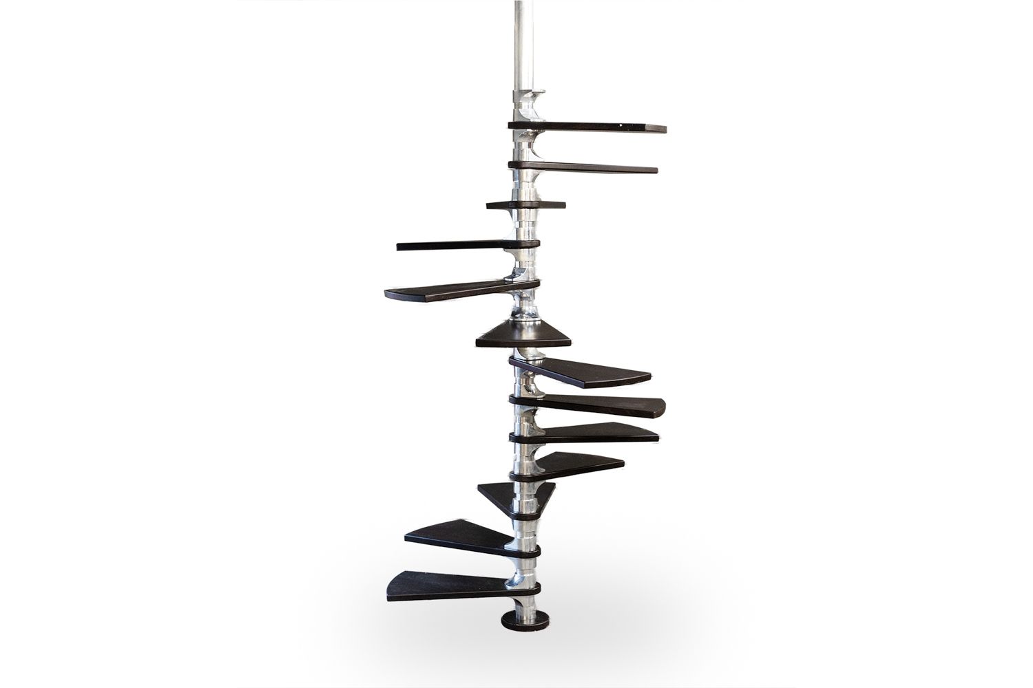 Roger Tallon. Aluminum And Mahogany Spiral Staircase. Circa 1970.