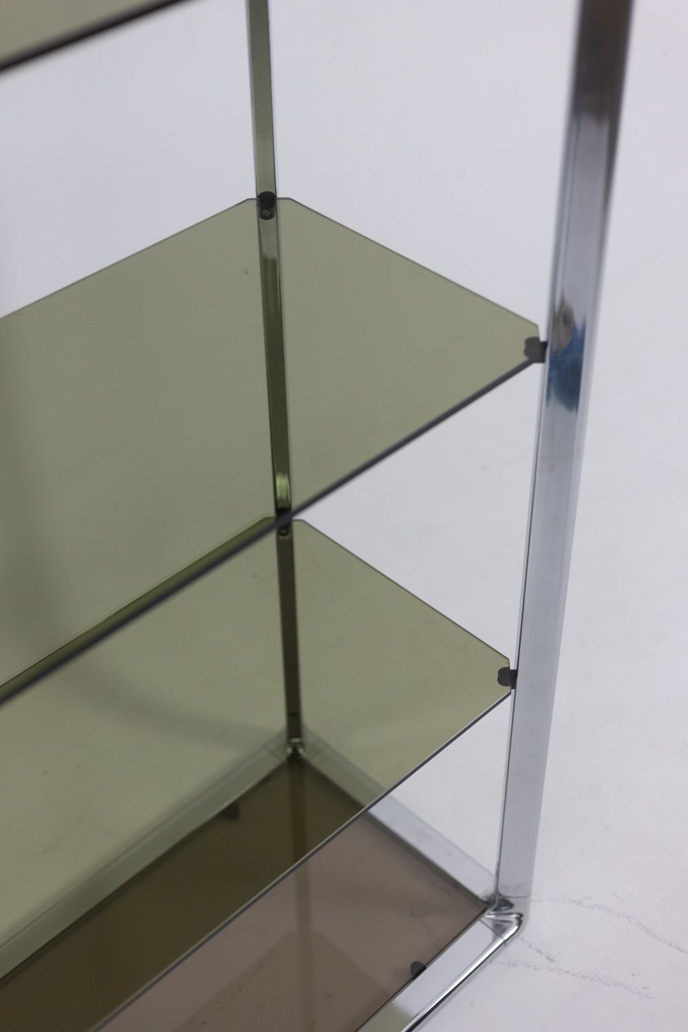 Pair Of Shelves With 6 Shelves, Chromed Metal Frame. 1970s. photo for sale