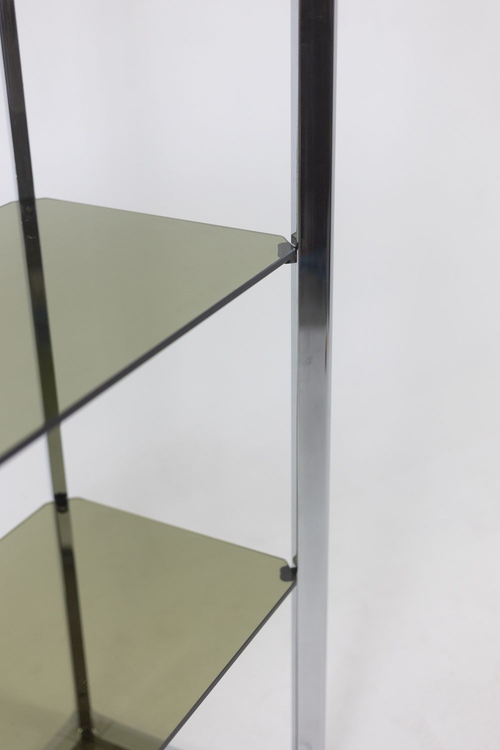 Pair Of Shelves With 6 Shelves, Chromed Metal Frame. 1970s. photo vintage