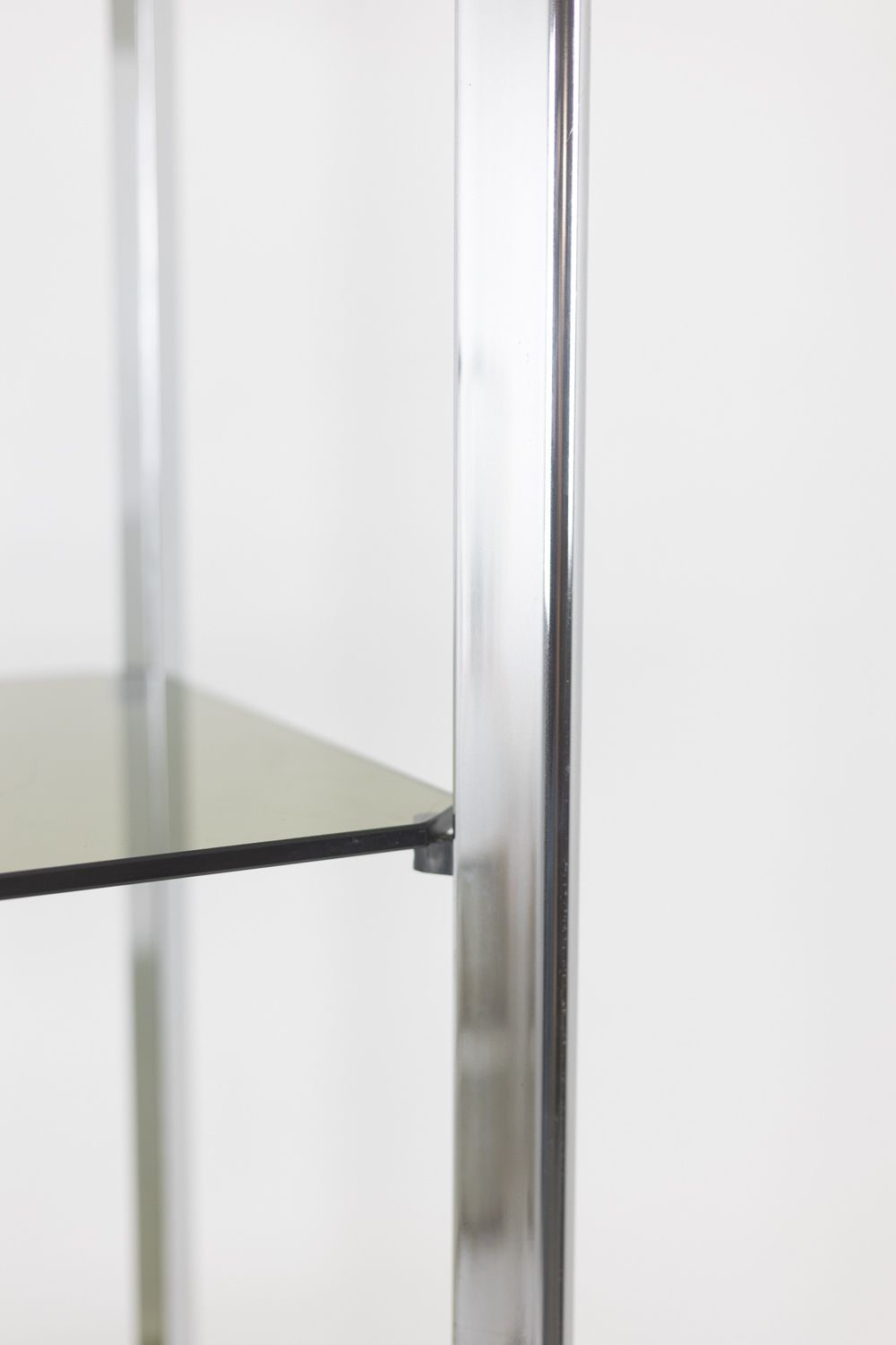 photo furniture Pair Of Shelves With 6 Shelves, Chromed Metal Frame. 1970s.