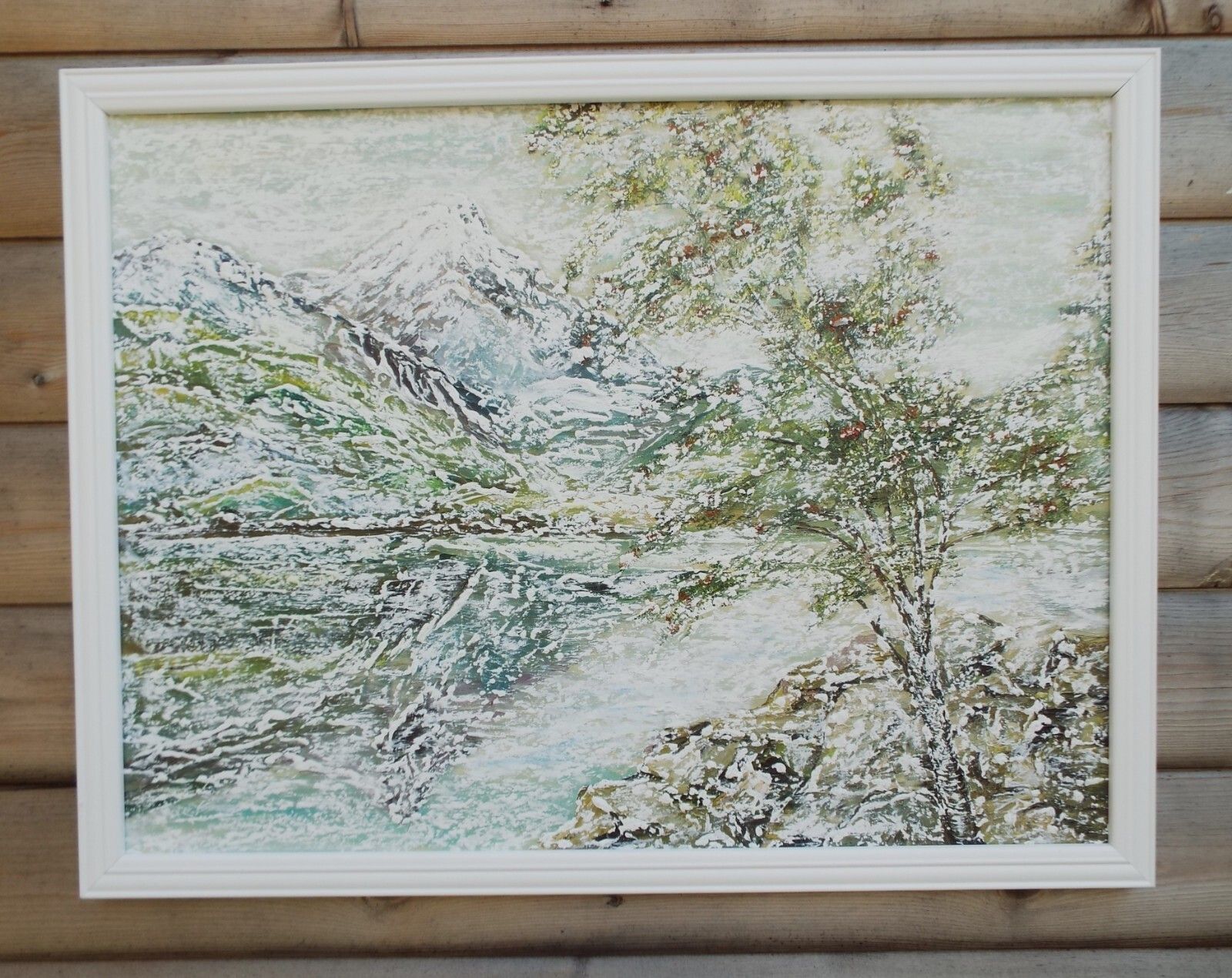 Lge Vtg Original Impressionist Oil Painting Scottish Winter Landscape Snow Scene