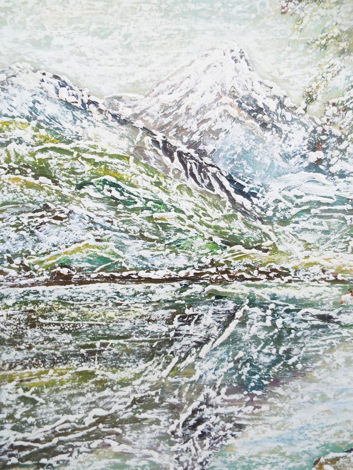 Lge Vtg Original Impressionist Oil Painting Scottish Winter Landscape Snow Scene photo vinterior
