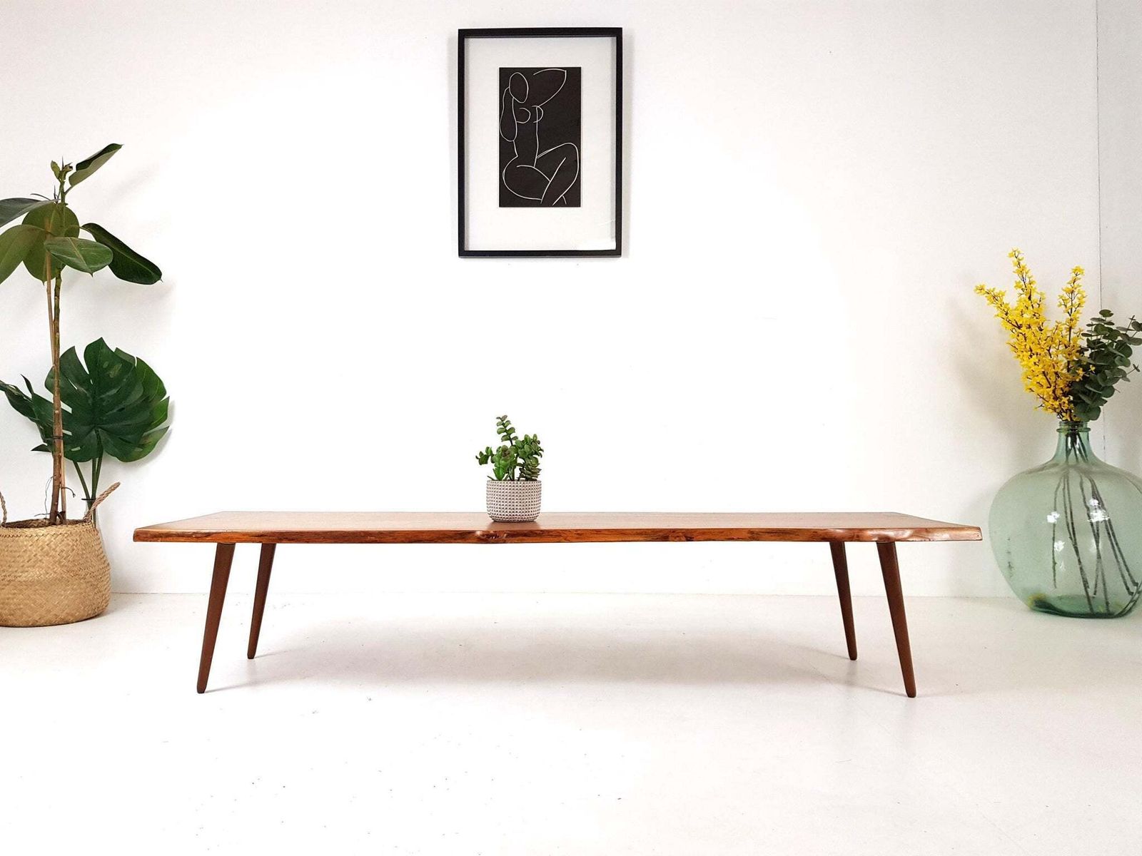 Vintage Coffee Table / Tv Stand   Mid Century Danish Influence Retro   Solid Oak