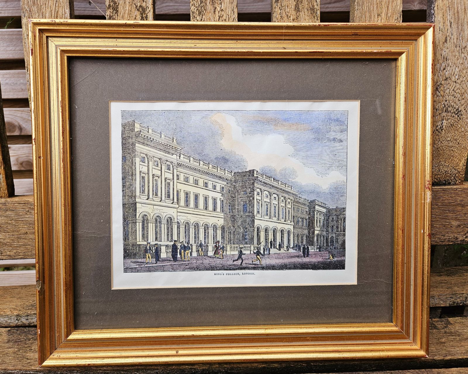 Antique Fine Art Engraved Colour Print Of King's College London