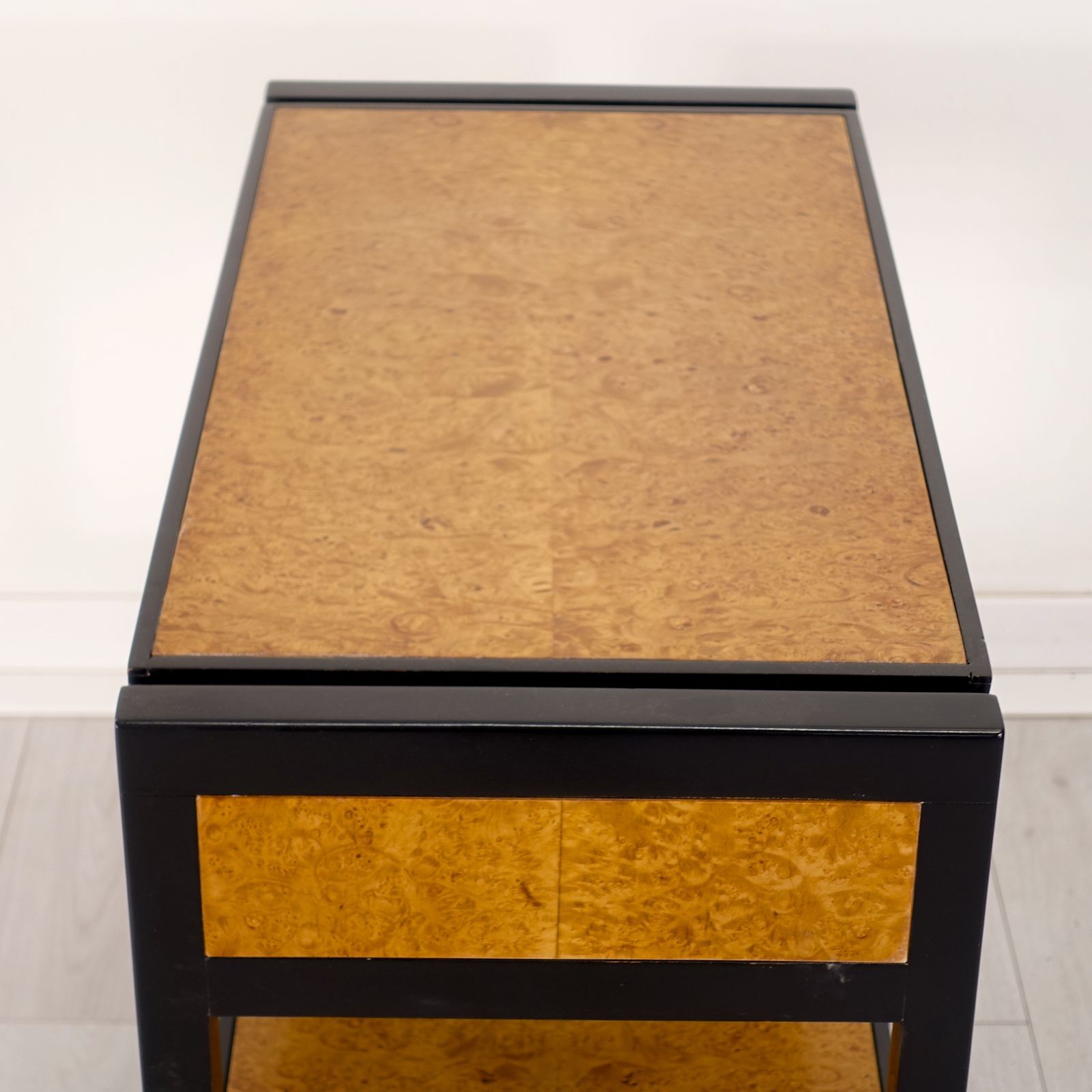 photo vinterior Art Deco Metaphoric Burr Maple Trolley 1930’s.