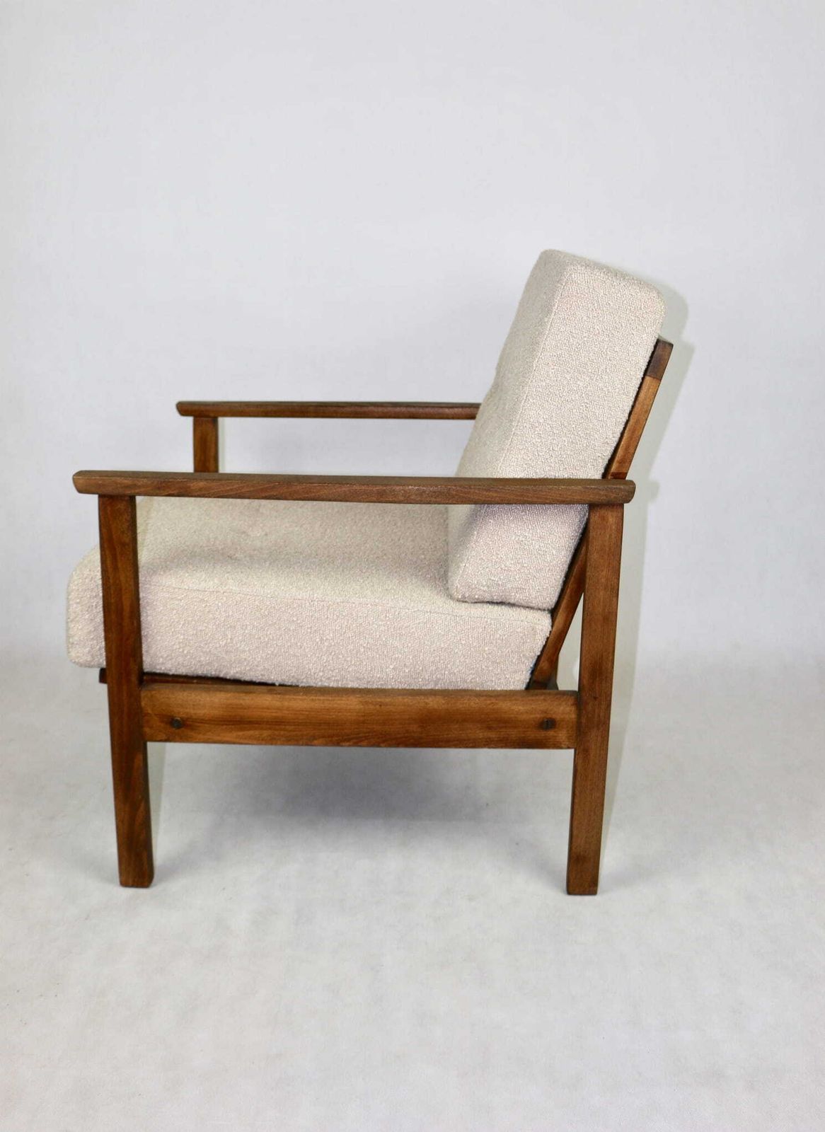 Vintage Loft Beige Boucle Armchair With Removable Cushions   2 Pieces Available photo vinterior