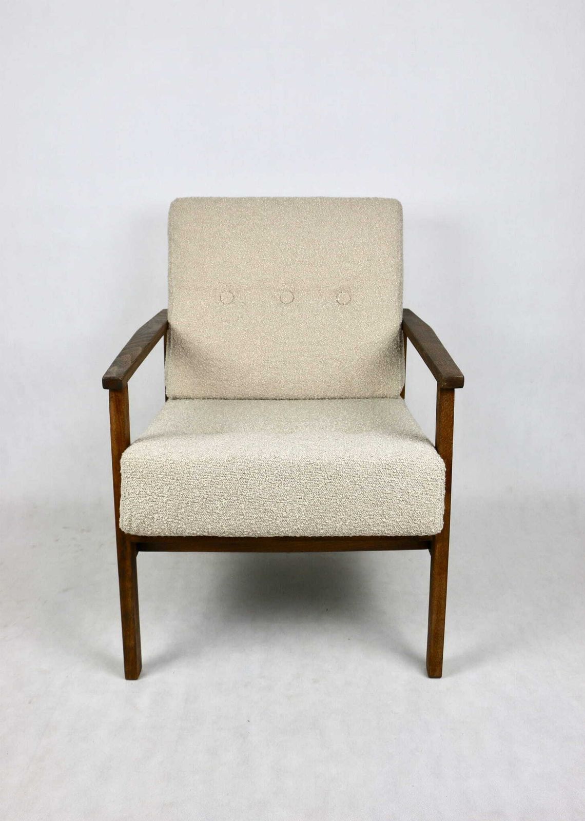 photo for sale Vintage Loft Beige Boucle Armchair With Removable Cushions   2 Pieces Available