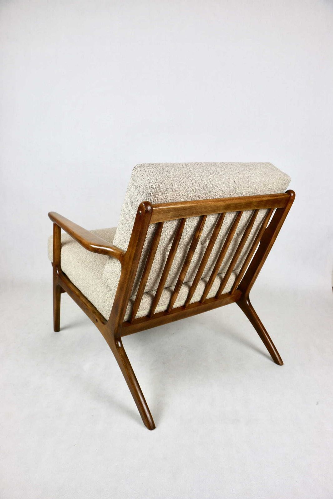Danish Vintage Loft Beige Boucle Armchair With Removable Cushions   2 Pieces Available photo vinterior