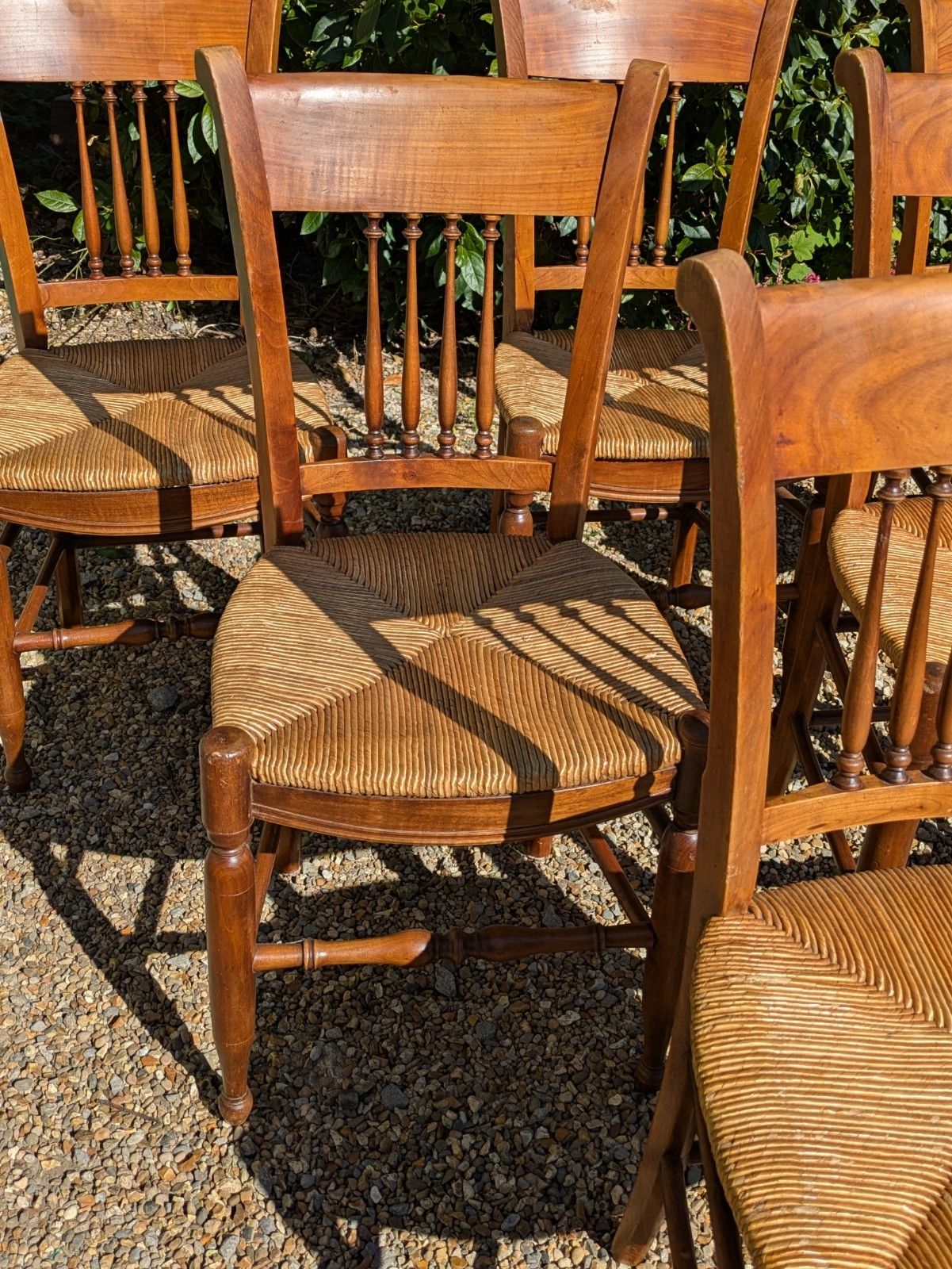 Antique French Fruitwood Dining Chairs Set 6 photo vinterior