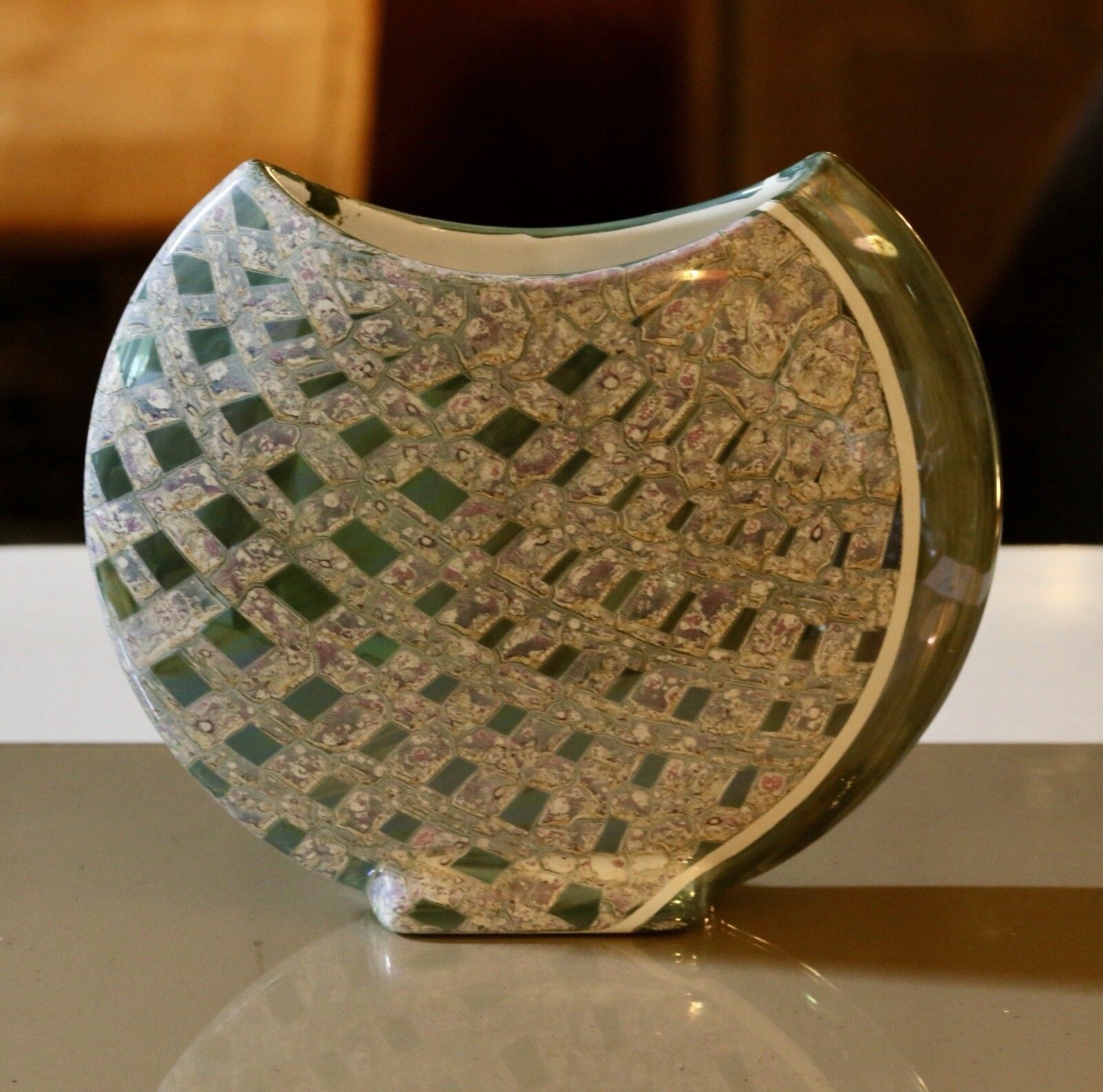 Costa Ceramiche D'arte Gandria Moon Vase With Snail Luster photo vinterior