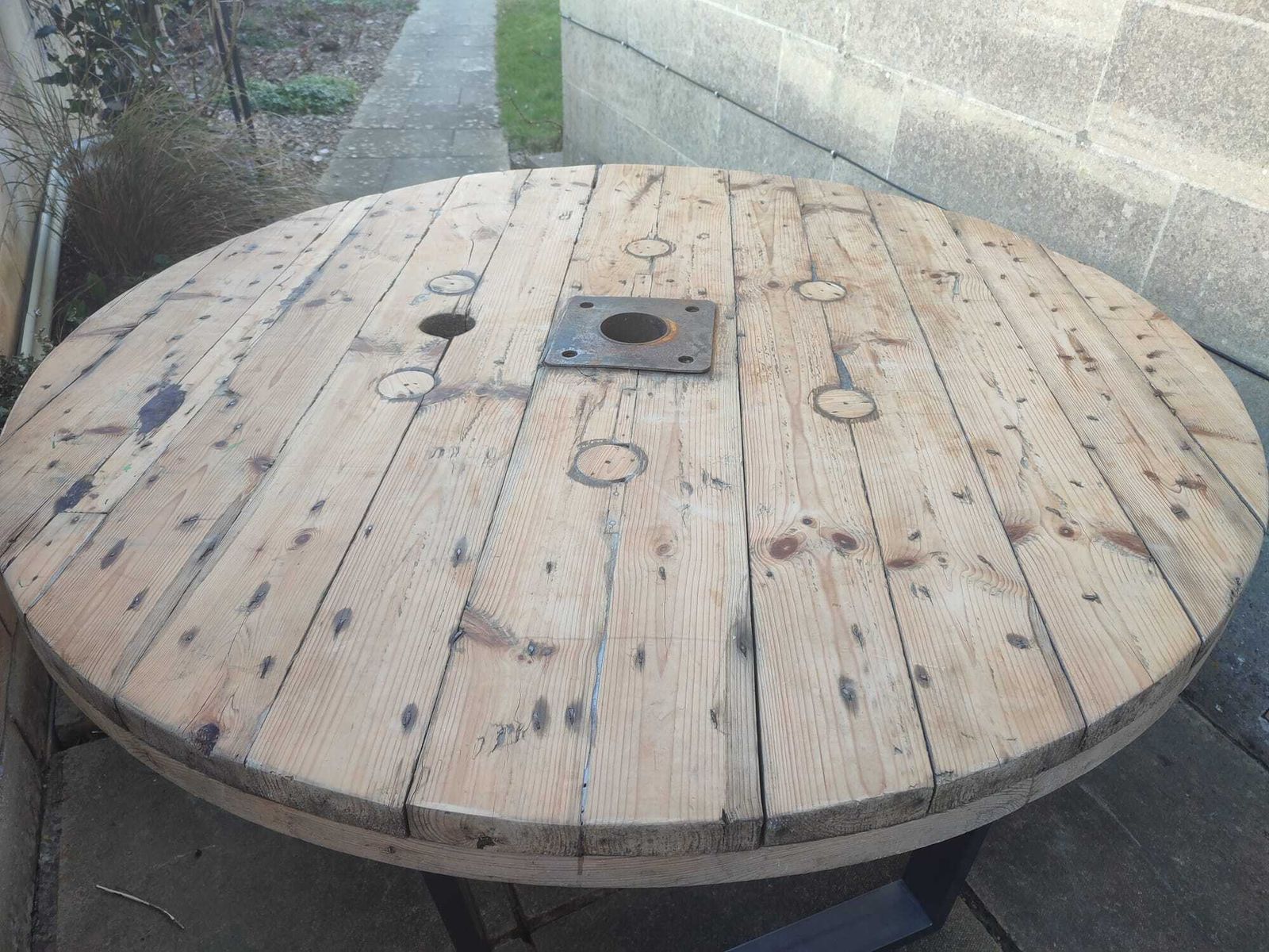 Rustic Cable Drum Dining Table photo furniture