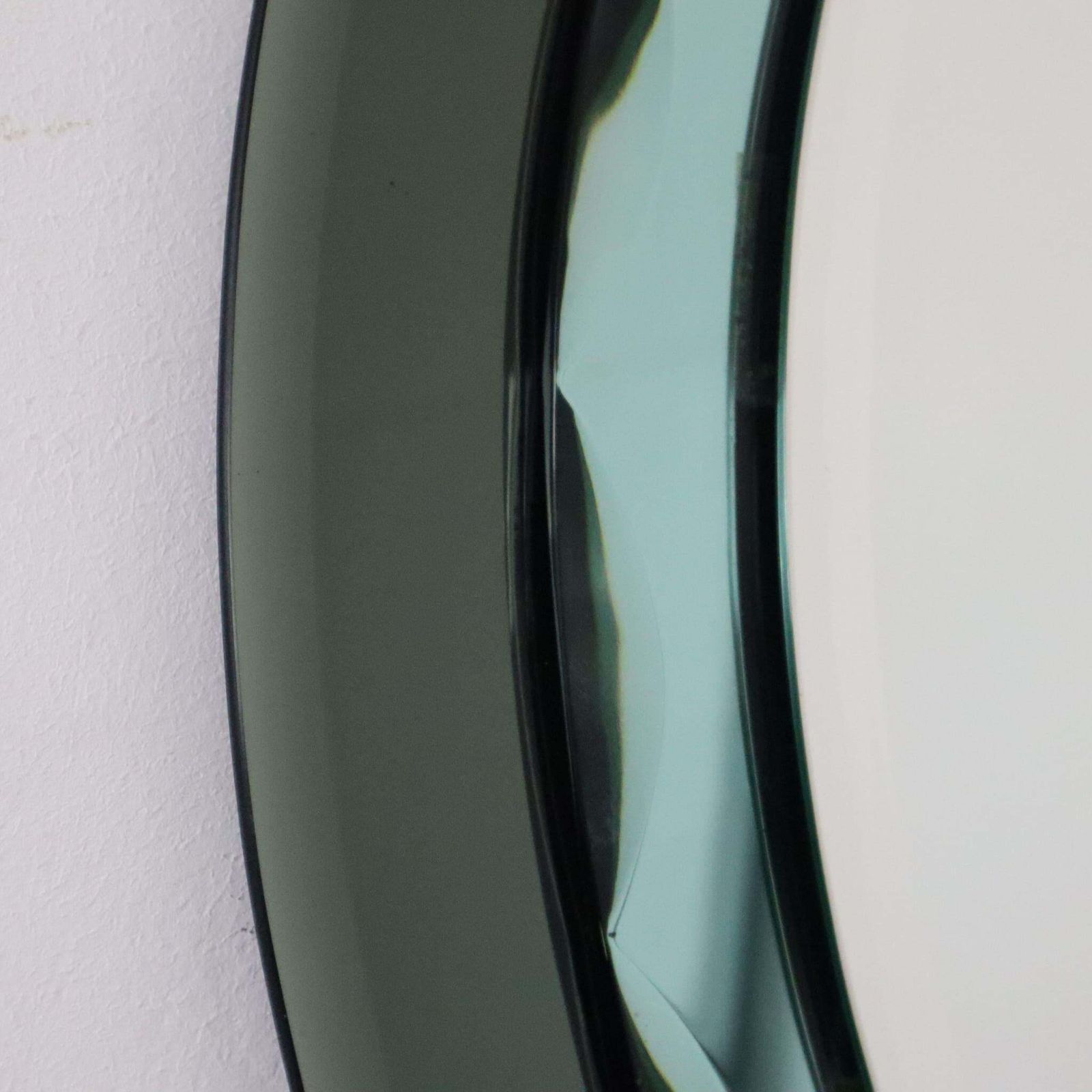 photo for sale Mid Century Modern Italian Oval Green Mirror By Cristal Art, Italy, 1960s