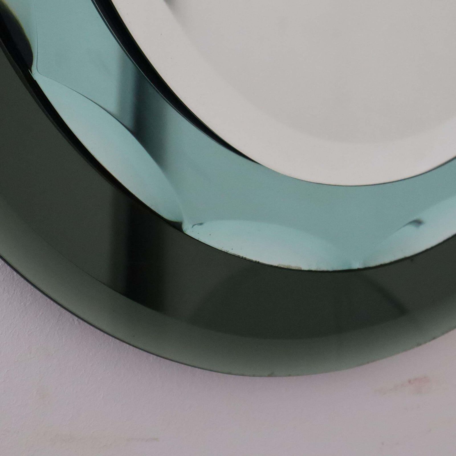 1648.0 Mid Century Modern Italian Oval Green Mirror By Cristal Art, Italy, 1960s photo