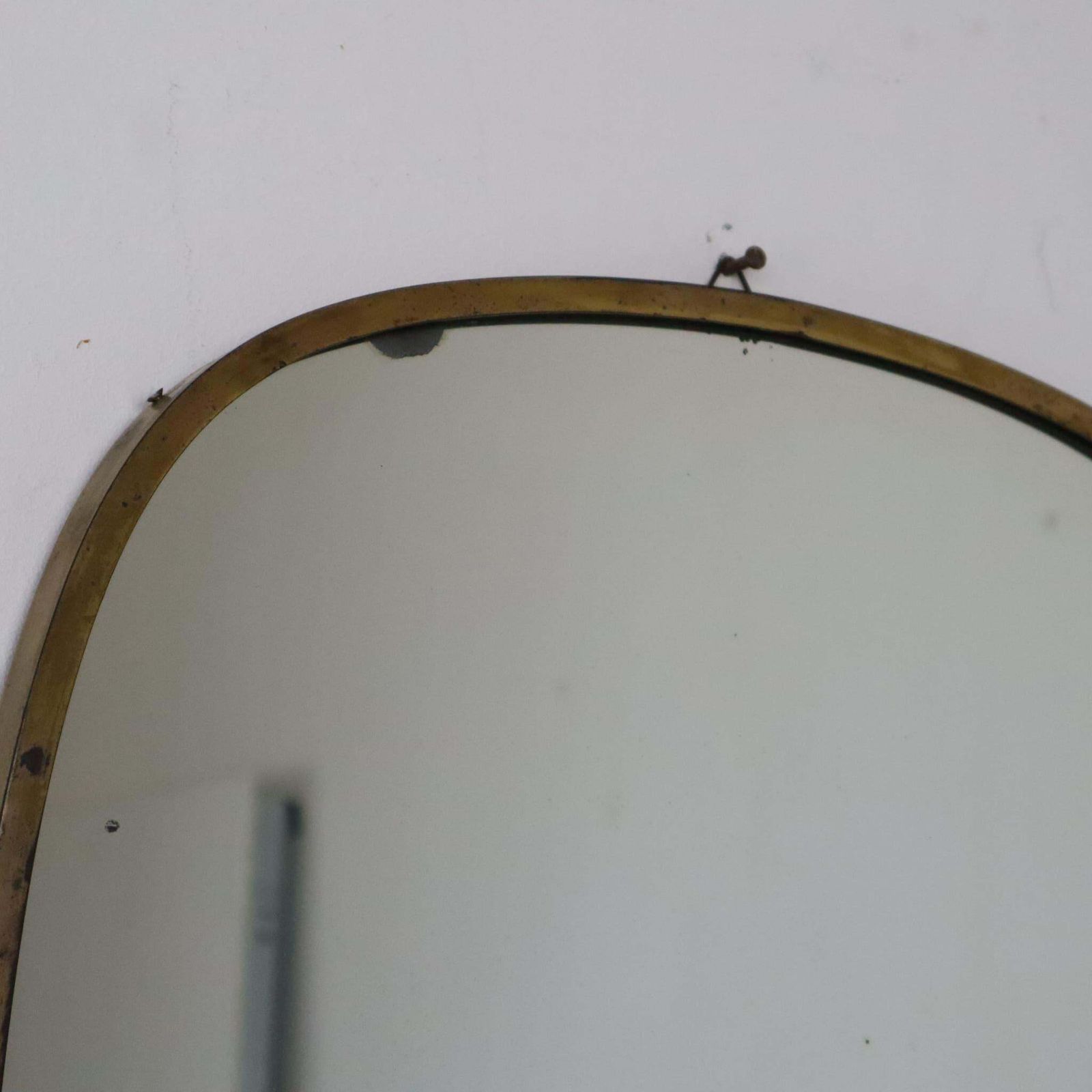 1950s Gio Ponti Style Mid Century Modern Solid Brass Italian Oval Wall Mirror photo Home Decor