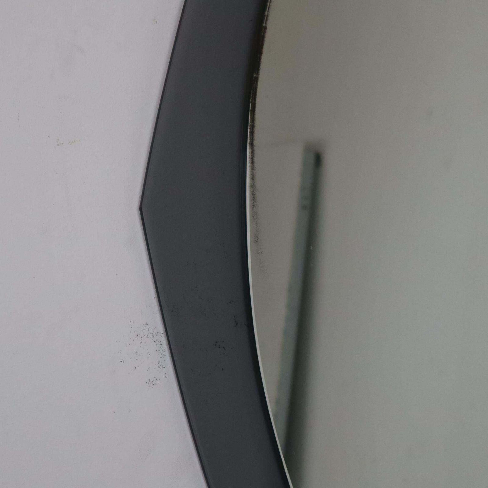 Midcentury Glass Framed Oval Wall Mirror Attributed To Cristal Art, Italy, 1960s photo furniture
