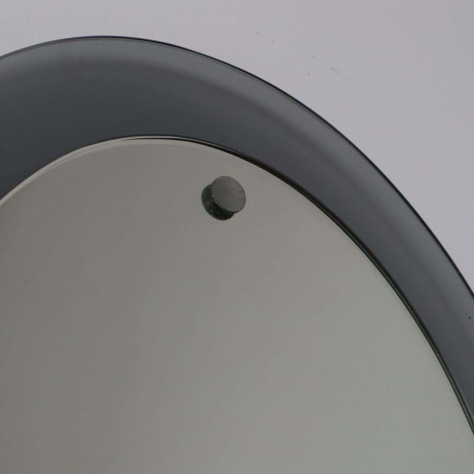 Midcentury Glass Framed Oval Wall Mirror Attributed To Cristal Art, Italy, 1960s photo vintage