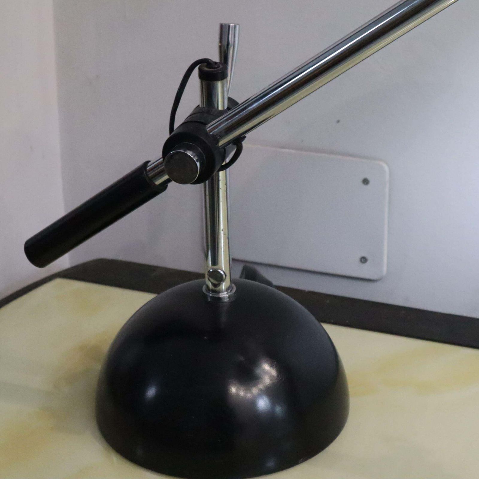 Italian Table Lamp Black And Chrome In Style Of Gino Sarfatti For Flos, 1960s photo vinterior