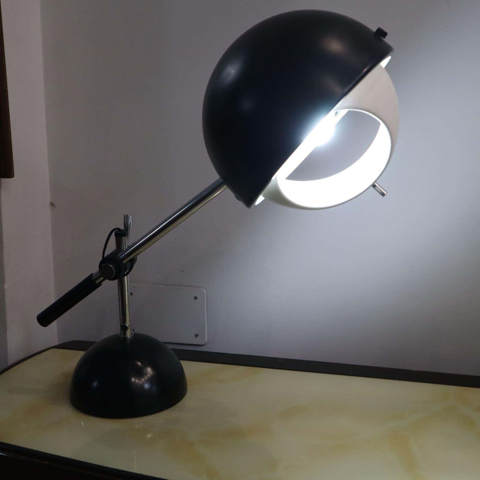Italian Table Lamp Black And Chrome In Style Of Gino Sarfatti For Flos, 1960s photo buy