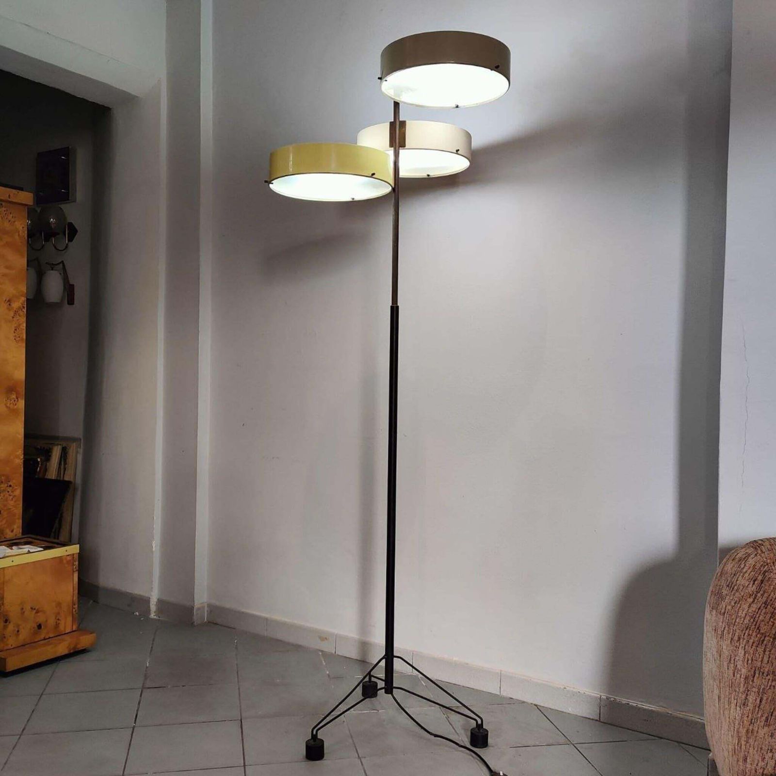 Mid Century Modern Brass Floor Lamp By Bruno Gatta For Stilnovo, Italy, 1950s photo vintage