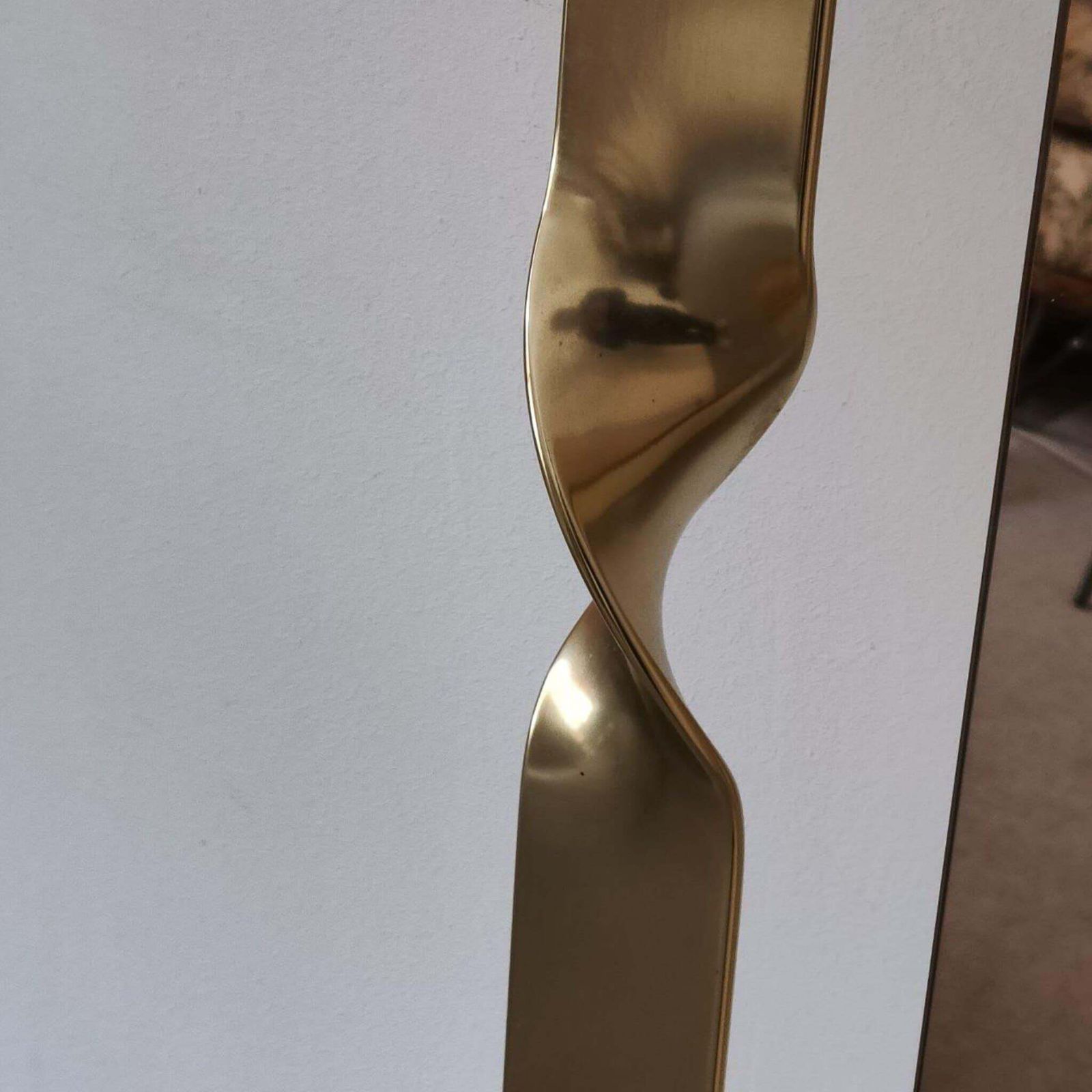 Large Original Italian Brass Bronzed Mirror By Luciano Frigerio, Italy, 1970s photo vintage