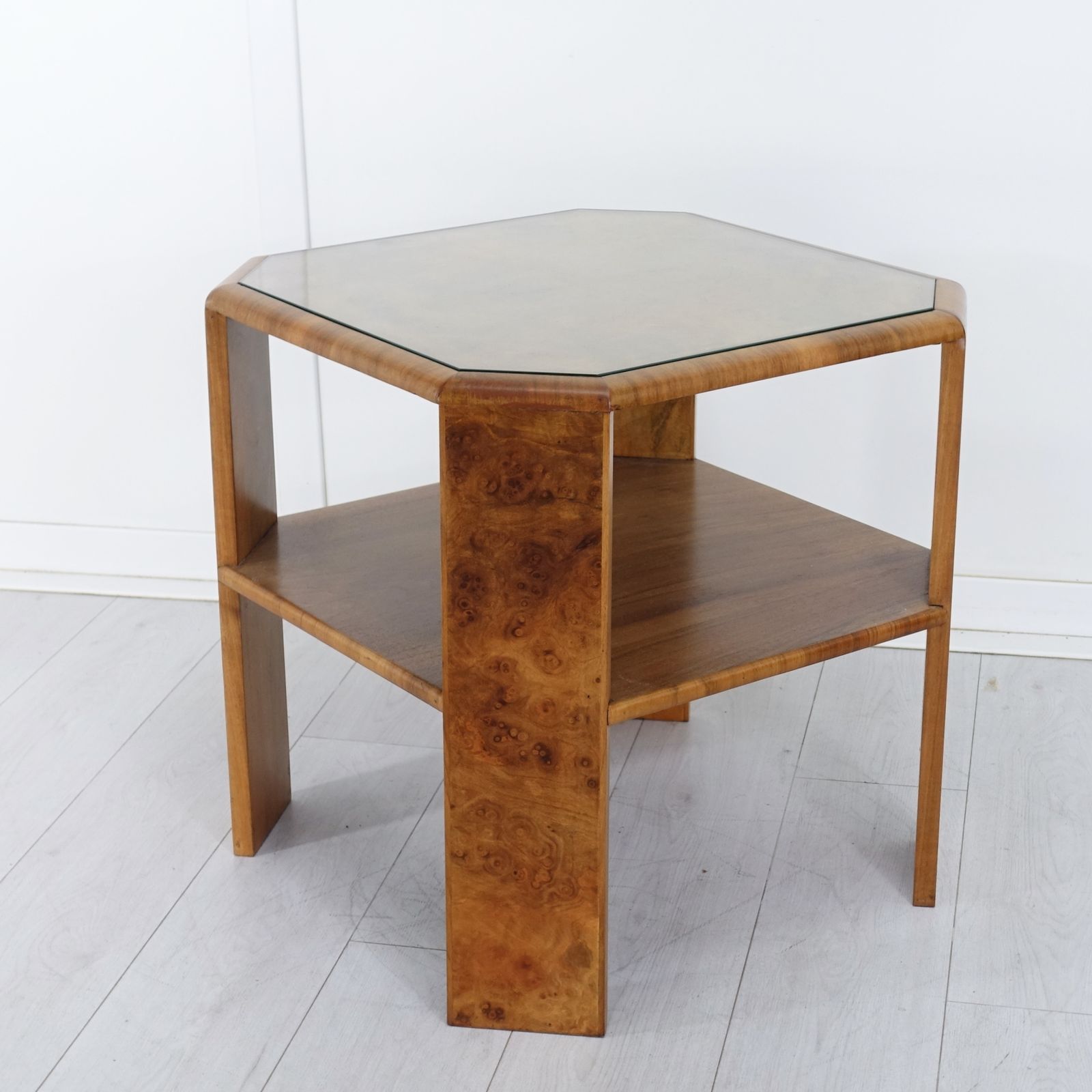 Art Deco Figured Walnut Two Tier Coffee/Centre Table photo vintage