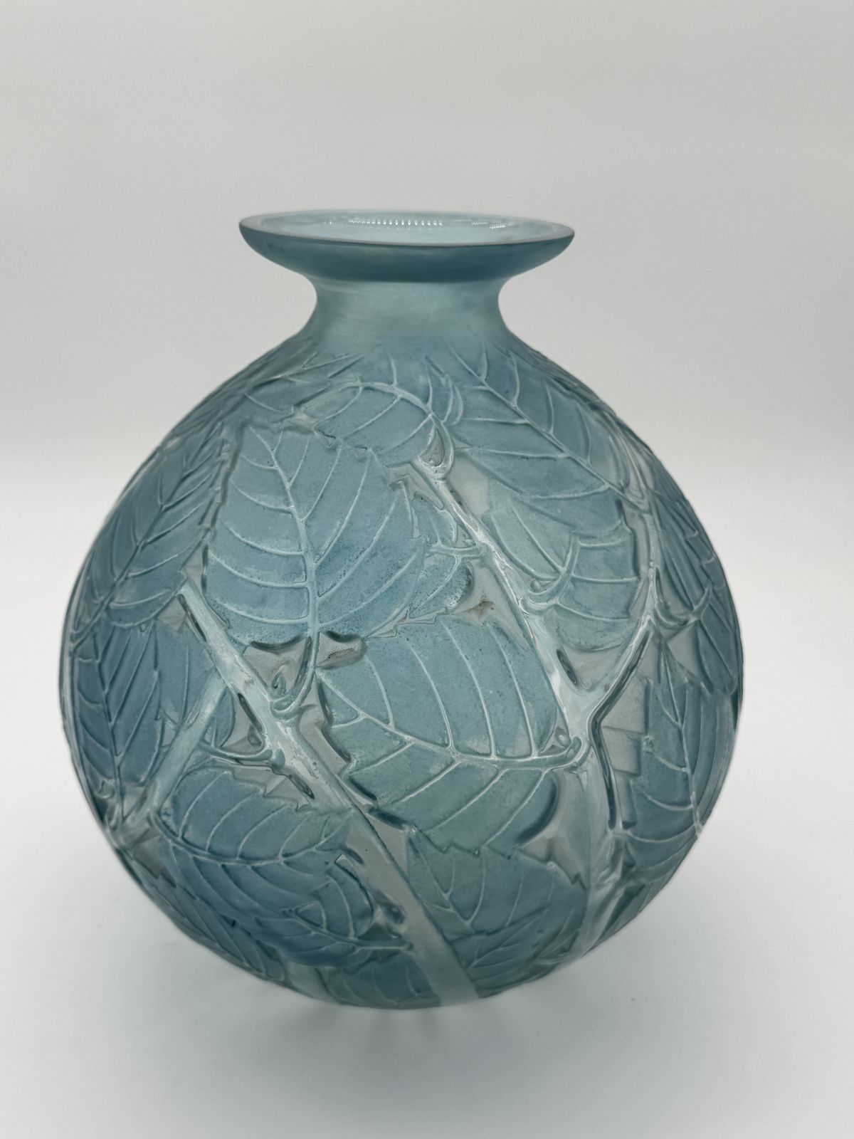 A R.Lalique Milan  Blue Patinated Glass Vase