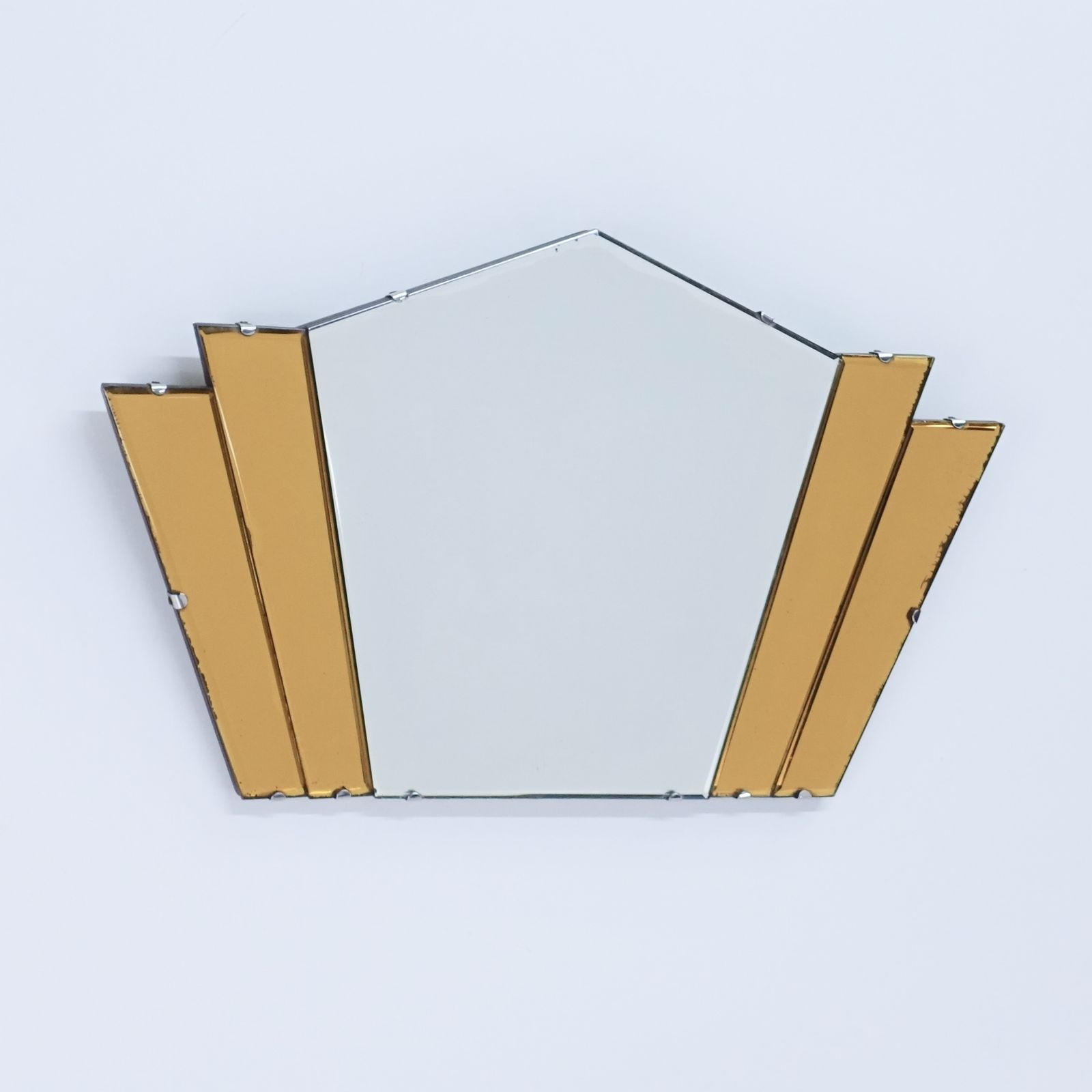 Art Deco Amber Fan Mirror Circa 1930 photo for sale