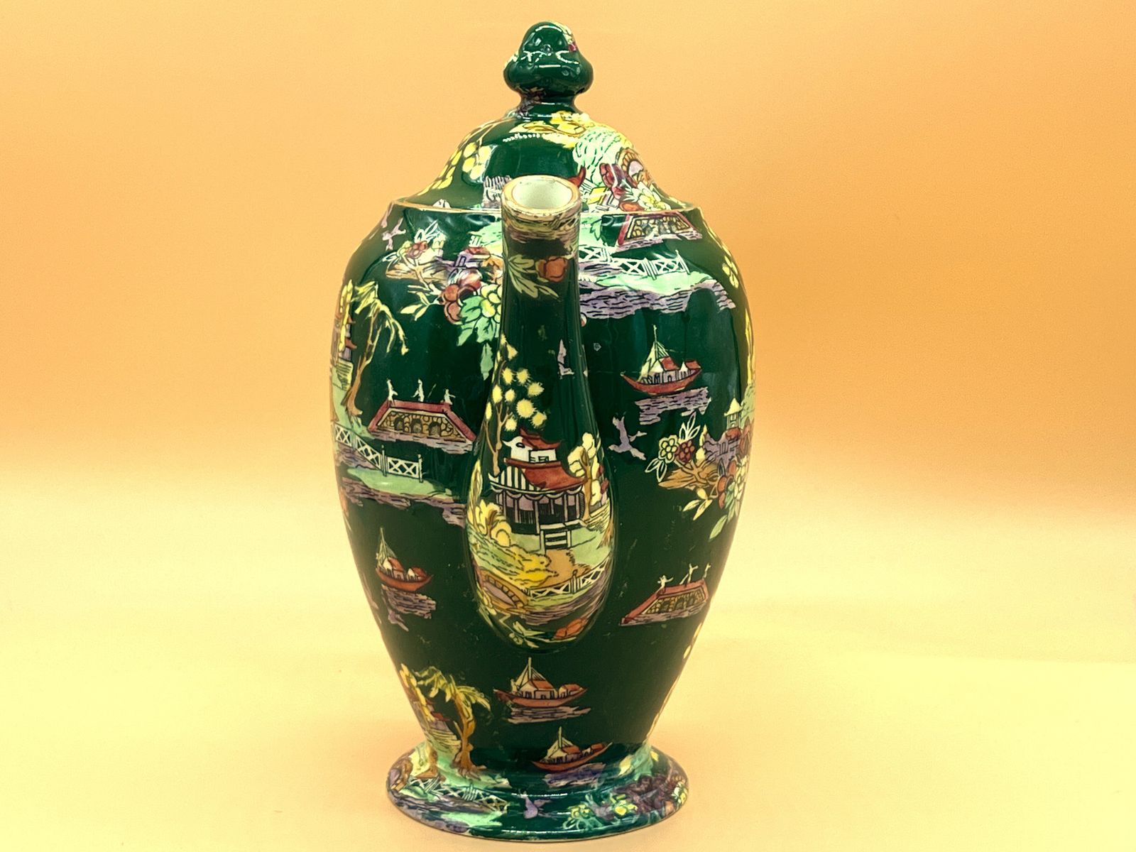 Vintage Royal Winton Green Pekin Chintz 2 Pint Capacity Coffee Pot. C1950. photo furniture