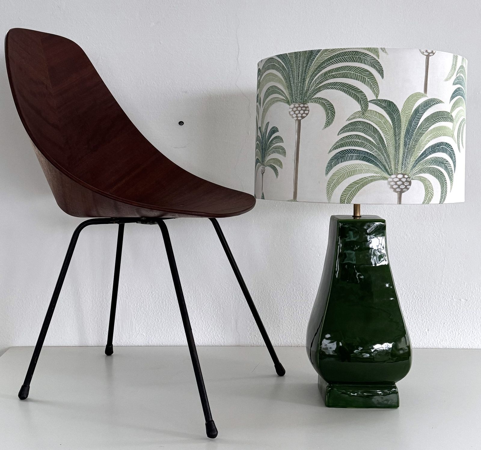 photo vinterior Italian Vintage Table Lamp Base In Shiny Green Ceramic By Zaccagnini Florence, 1970s