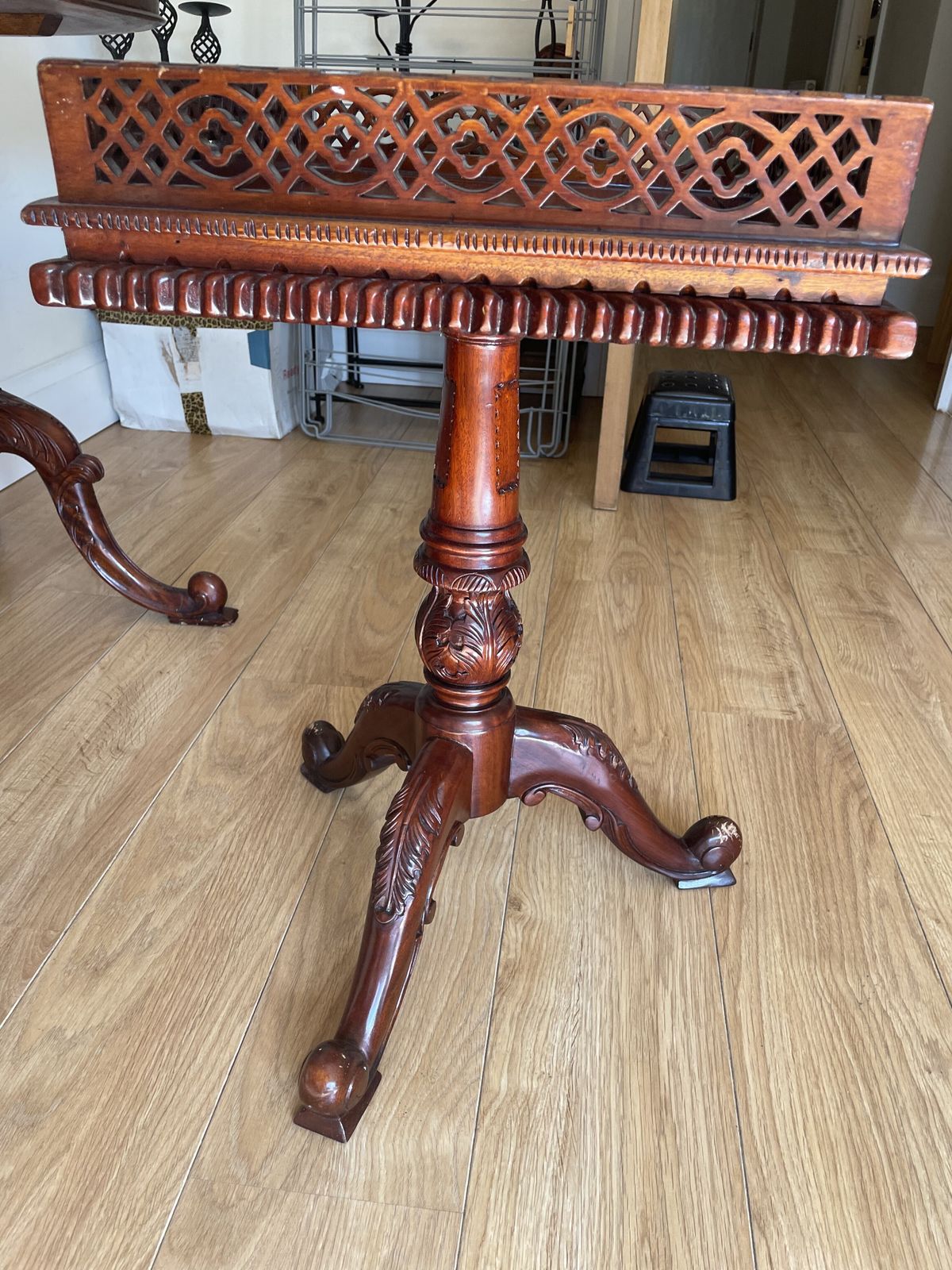 Hand Carved Wooden Antique  Bar Table H65cm X W40cm X H40cm photo for sale