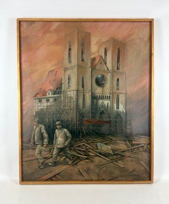 Piotr Synowerski, Church, Oil On Canvas, 1990s, Framed