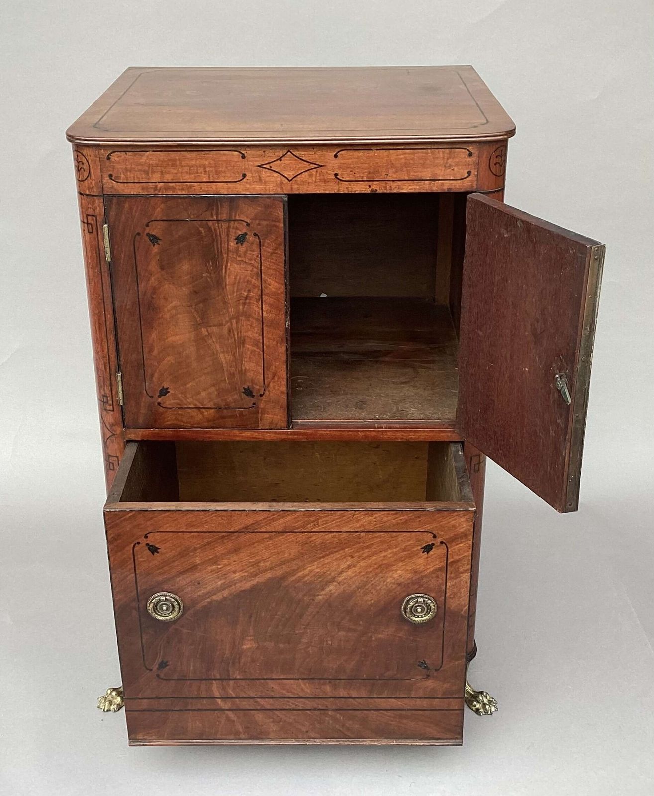 photo buy Splendid Regency Mahogany Ebony Inlaid Pedestal Cabinet