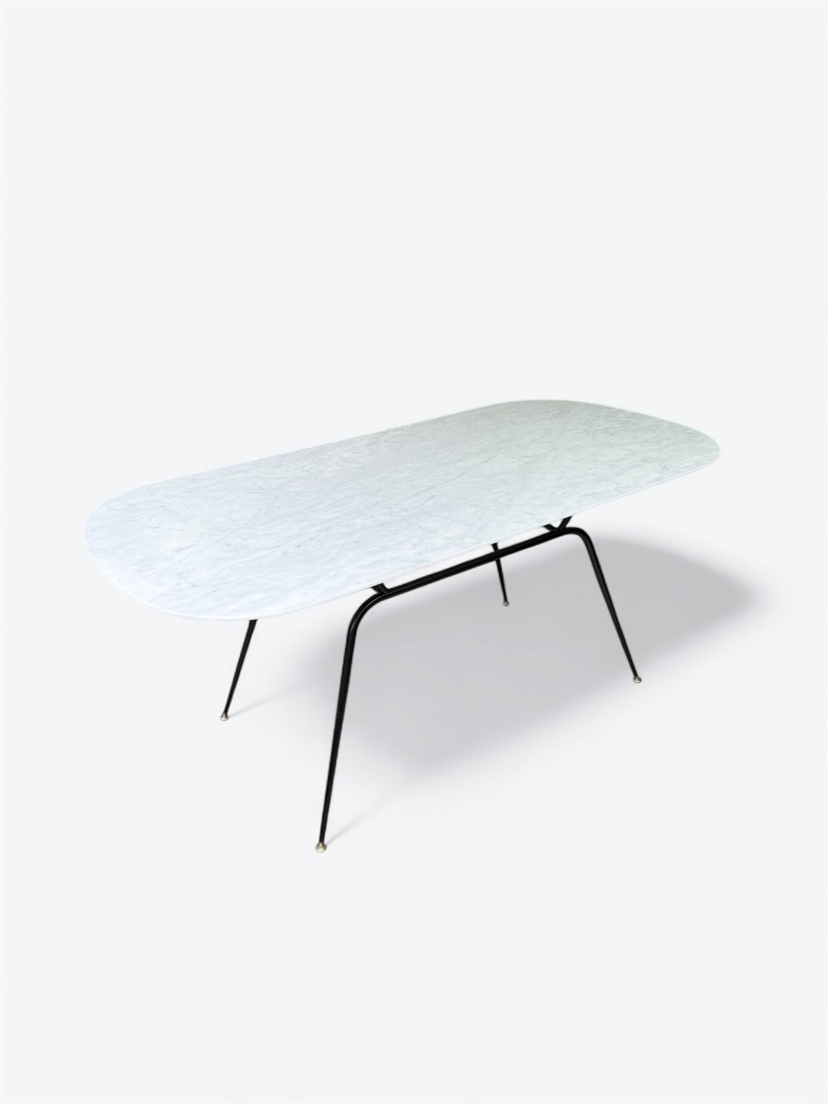 Carrara Marble Dining Table With Tubular Steel Legs, Attributed To Ico Parisi, Italy C. 1950's