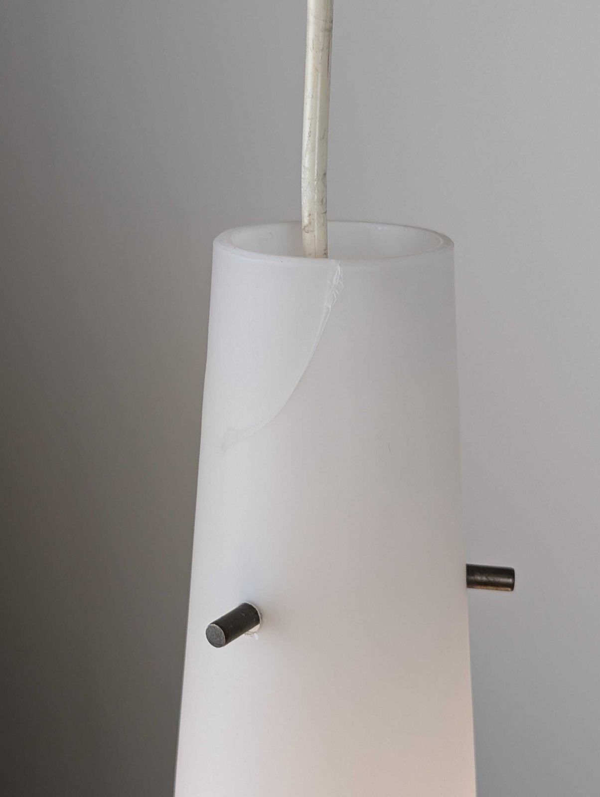 photo furniture Italian Stilnovo Style Pendant Lamp With Opaline And Brass Shades, 1950s