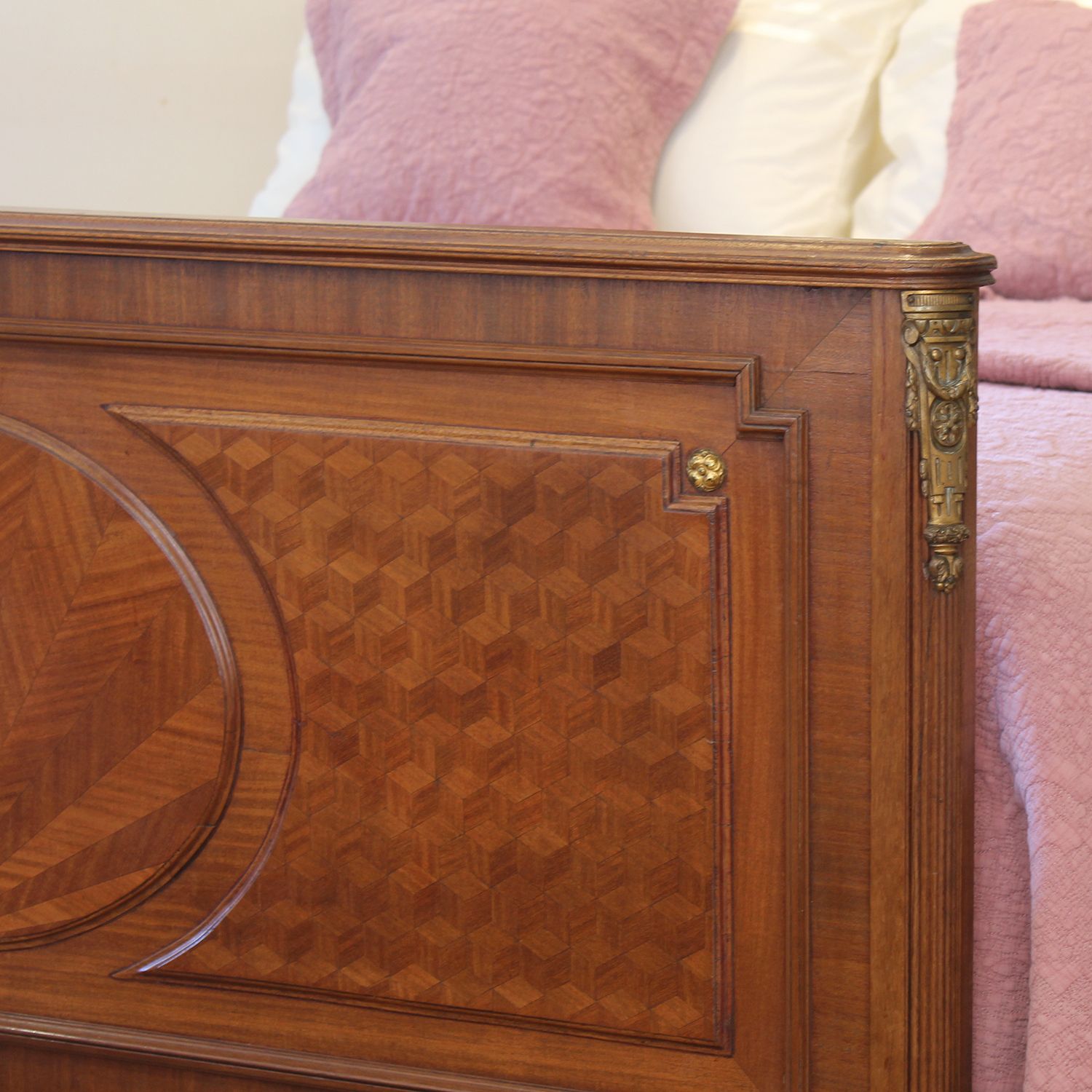 King Size Art Deco Bed In Mahogany With Sunburst Inlay, Parquetry And Ormolu Accents. photo furniture
