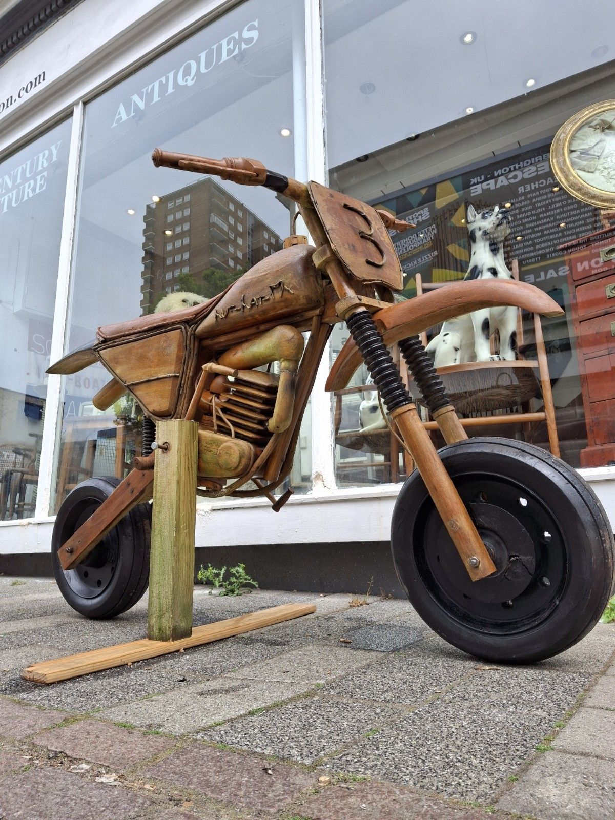 Vintage Full Size Scratch Built One Off Wooden Motocross Bike. photo 500.0