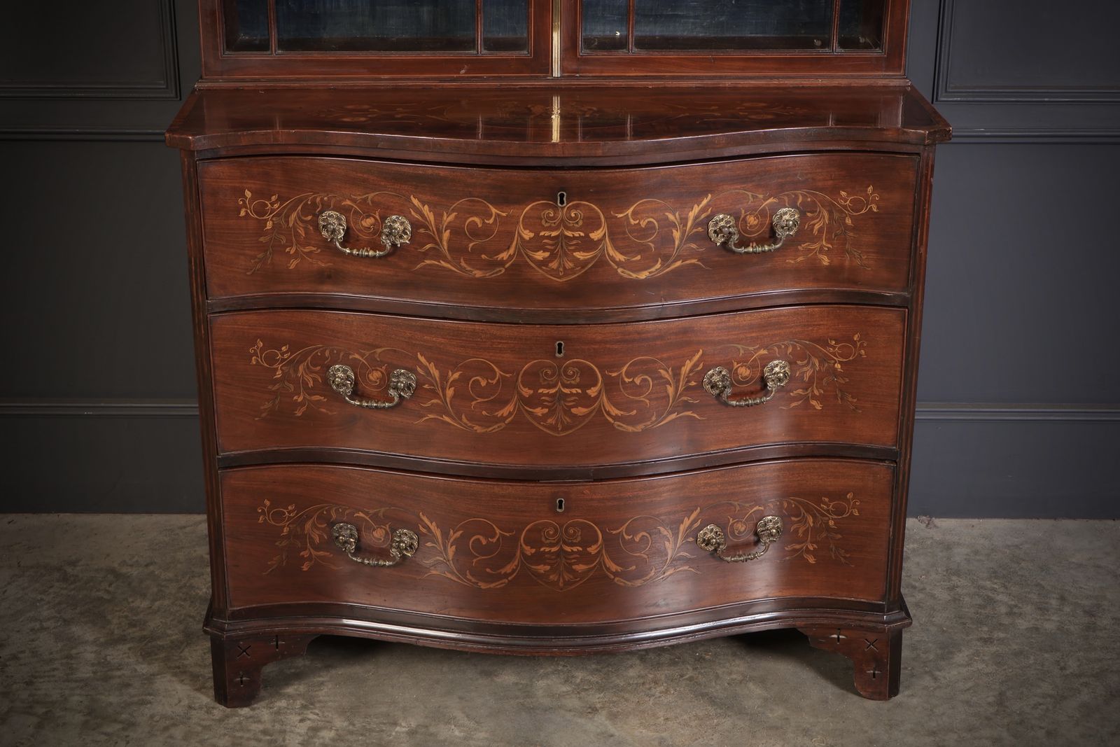 Rare George III Marquetry Inlaid Mahogany Bookcase photo Furniture